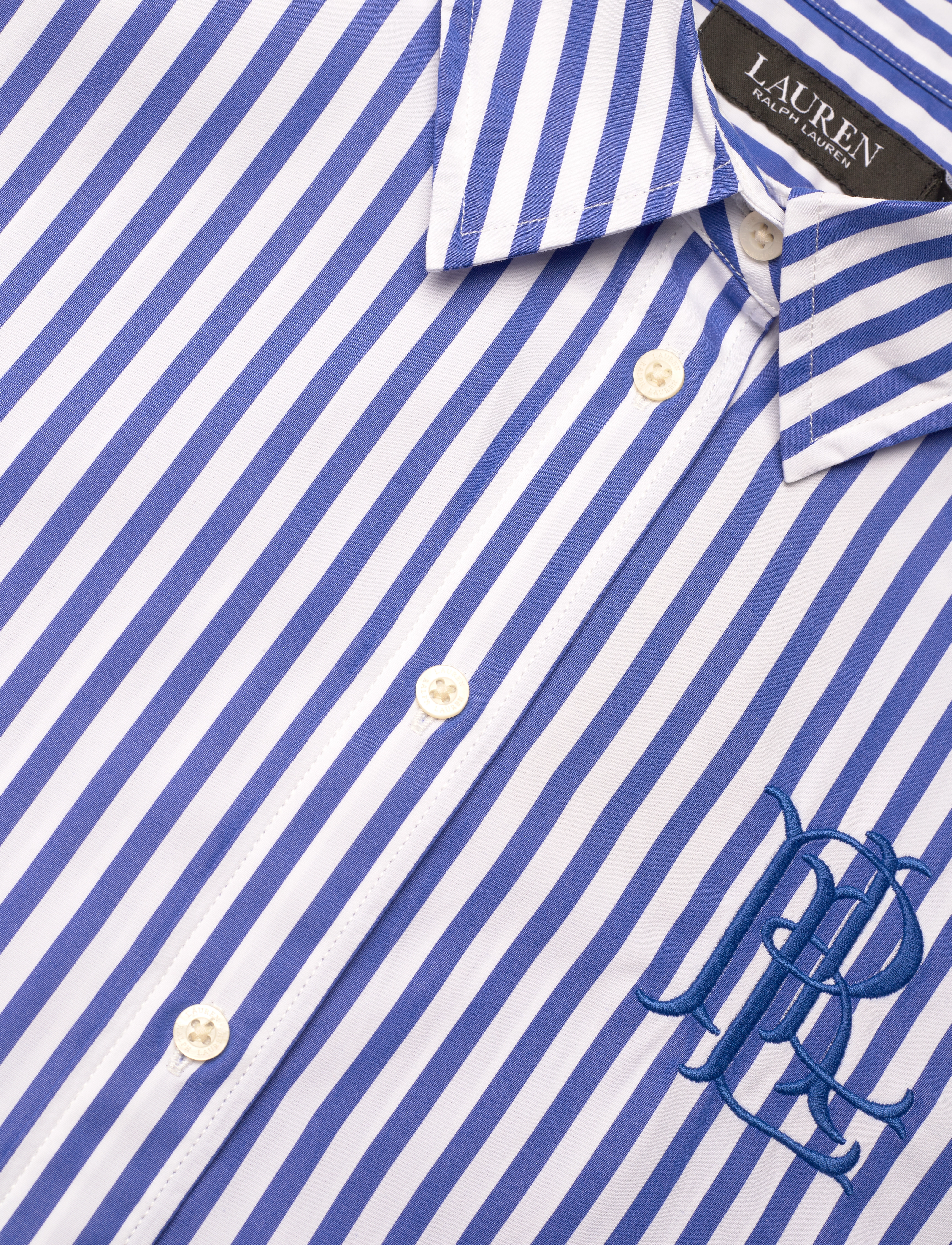 Lauren Ralph Lauren - Relaxed Fit Striped Broadcloth Shirt - blue/white - 2