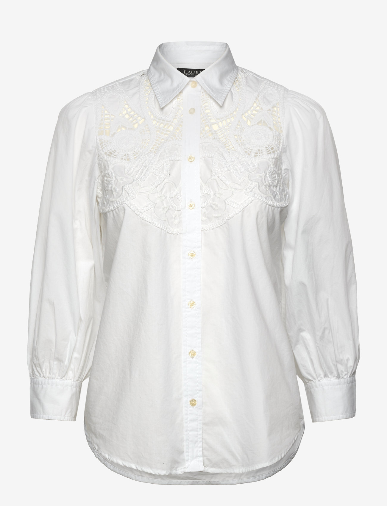 Lauren Ralph Lauren - Eyelet Cotton Broadcloth Shirt - langærmede skjorter - white - 0