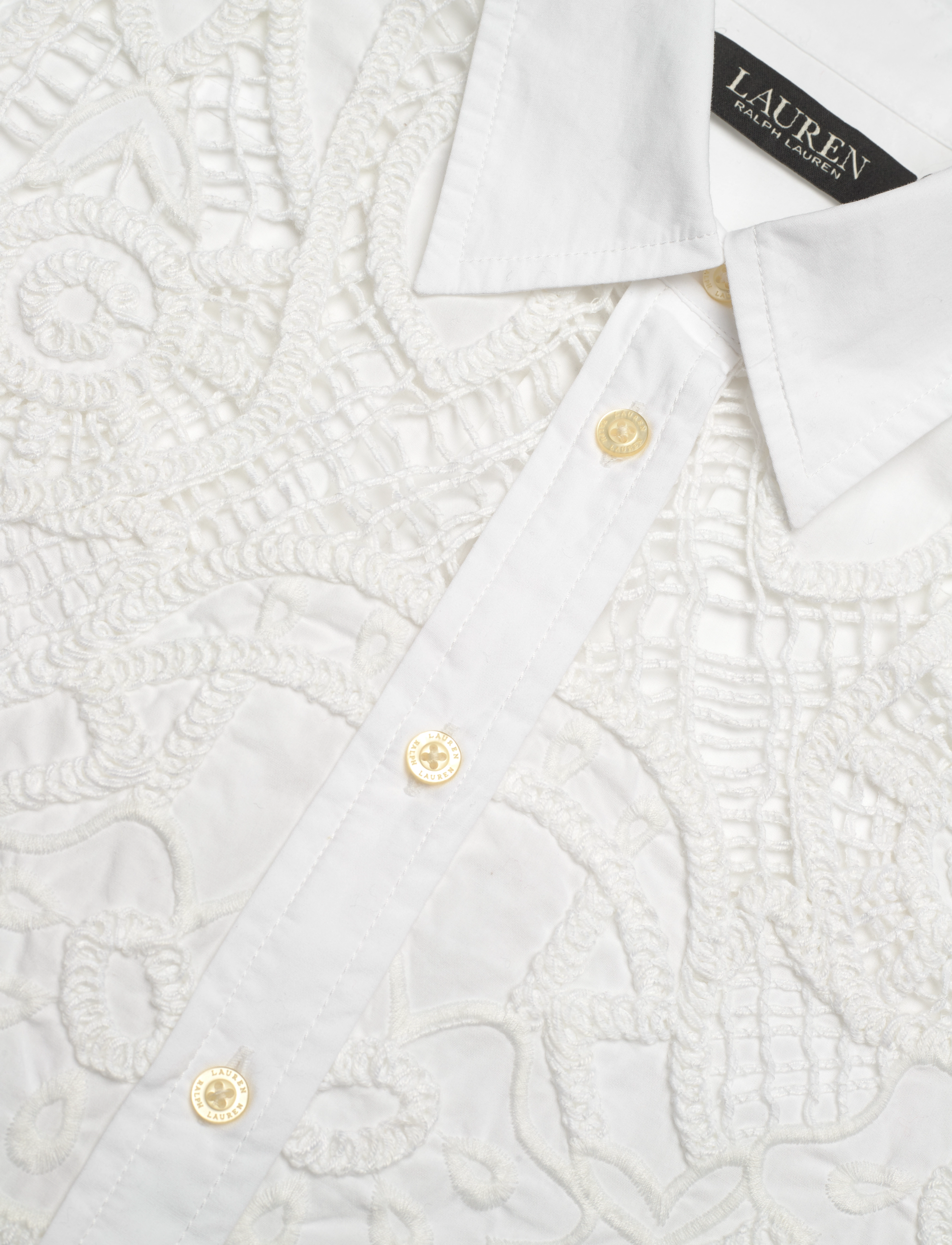 Lauren Ralph Lauren - Eyelet Cotton Broadcloth Shirt - white - 2