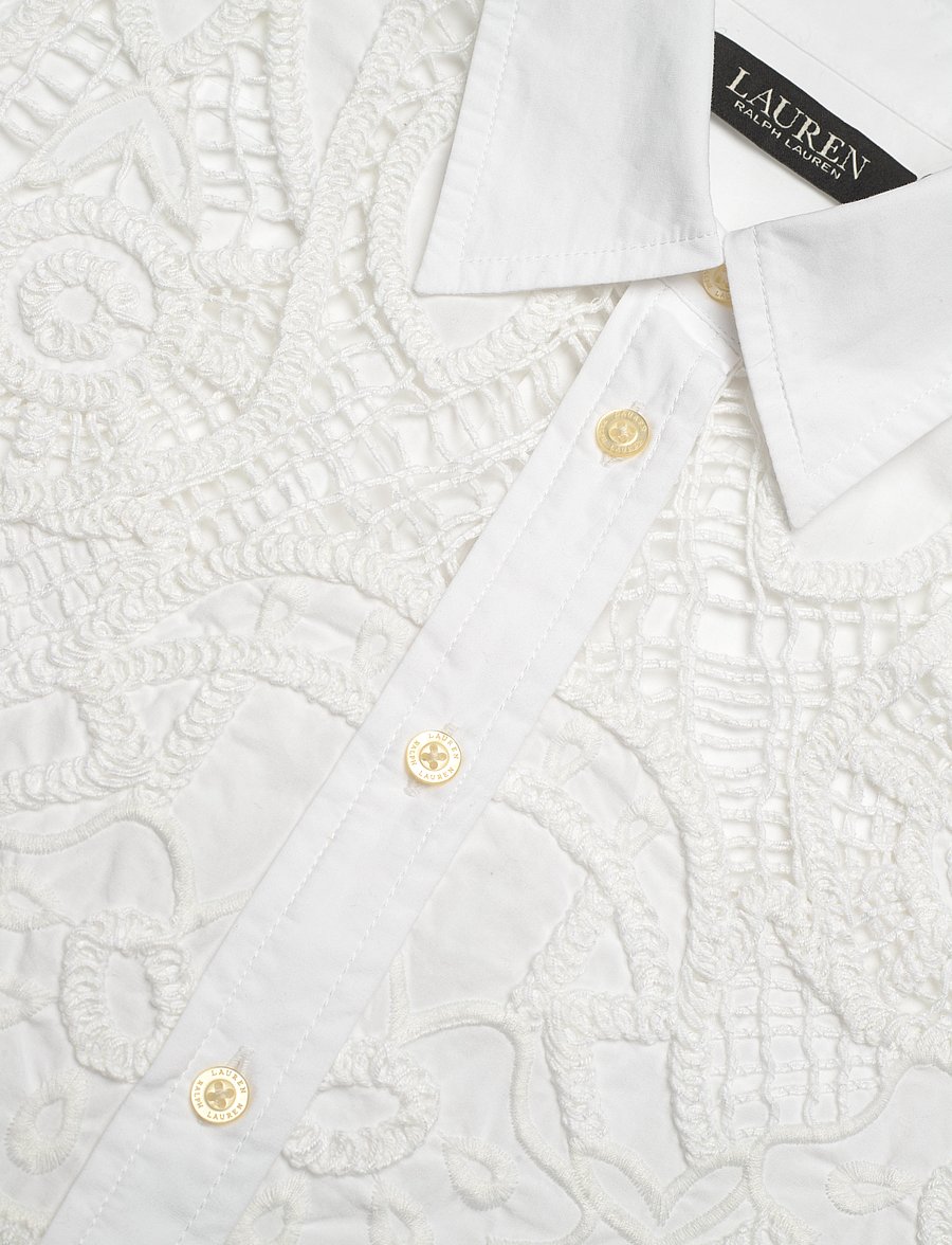 Lauren Ralph Lauren - Eyelet Cotton Broadcloth Shirt - white - 2