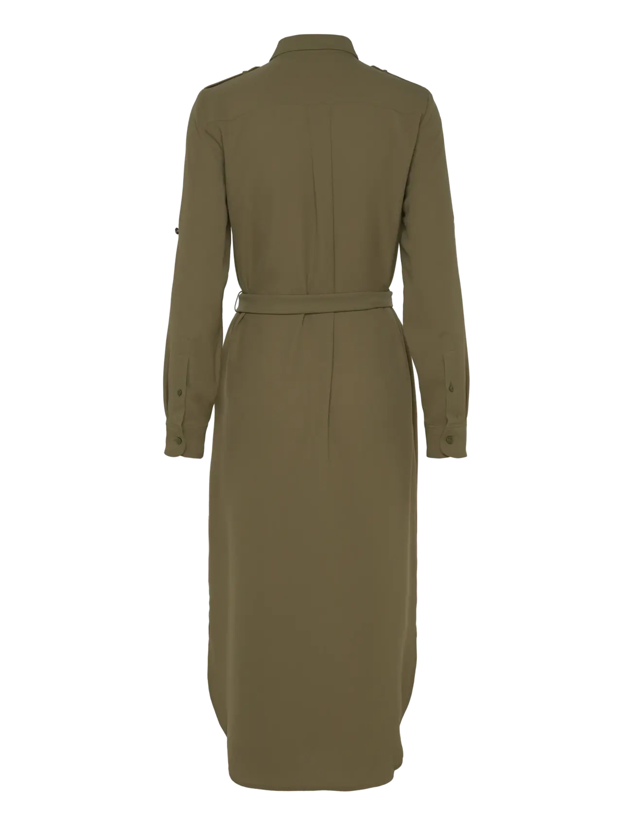 Lauren Ralph Lauren - Belted Double-Faced Georgette Shirtdress - robes chemises - olive grove - 1