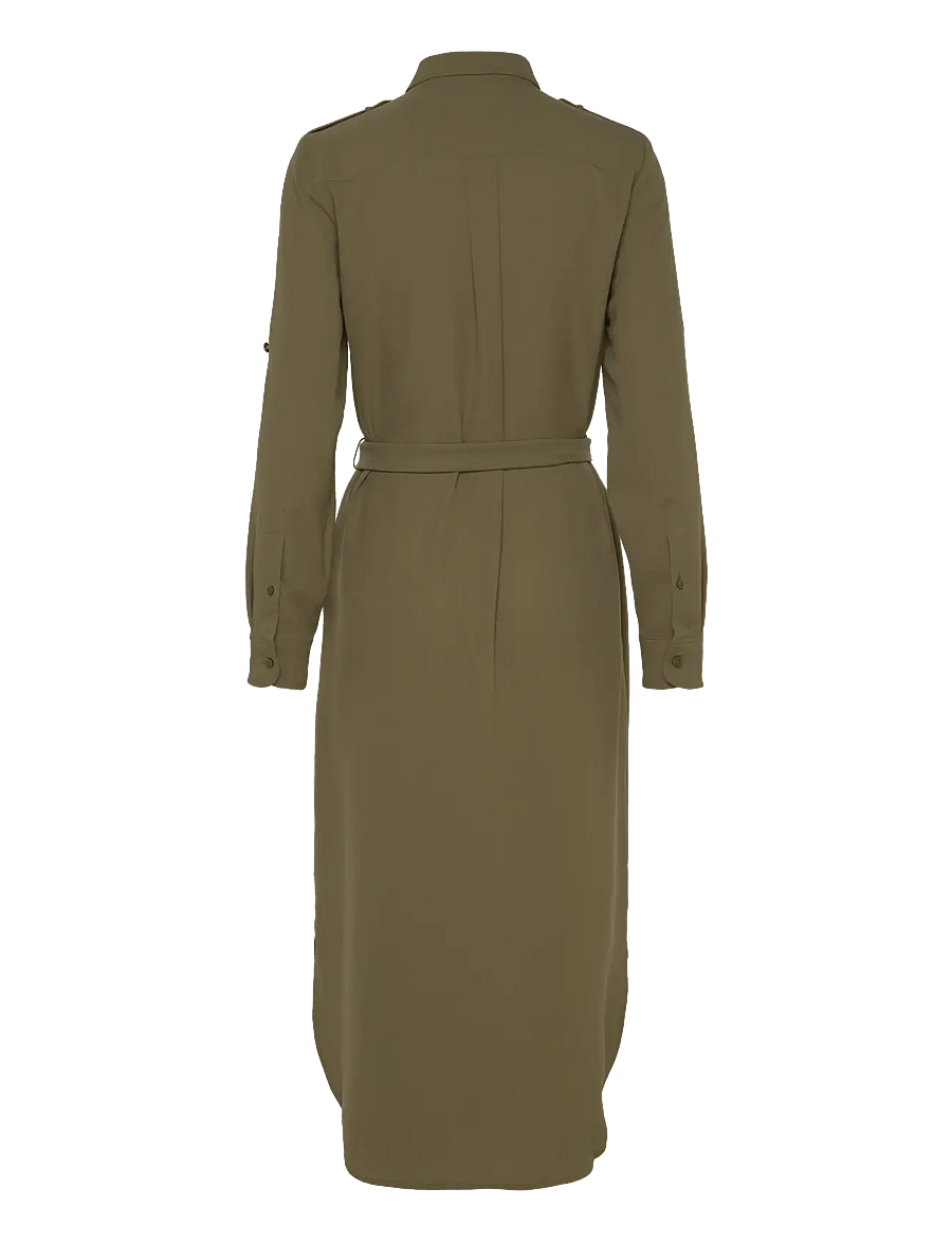 Lauren Ralph Lauren - Belted Double-Faced Georgette Shirtdress - robes chemises - olive grove - 1