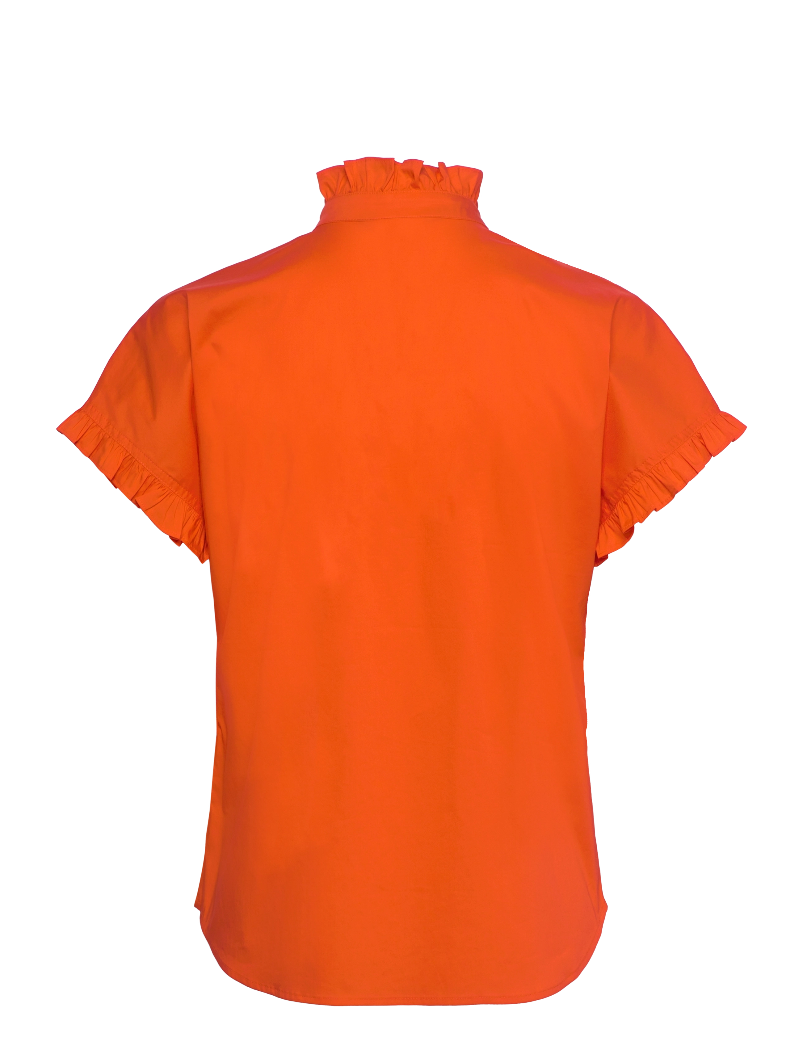 Lauren Ralph Lauren - Ruffle-Trim Short-Sleeve Shirt - orange lily - 1