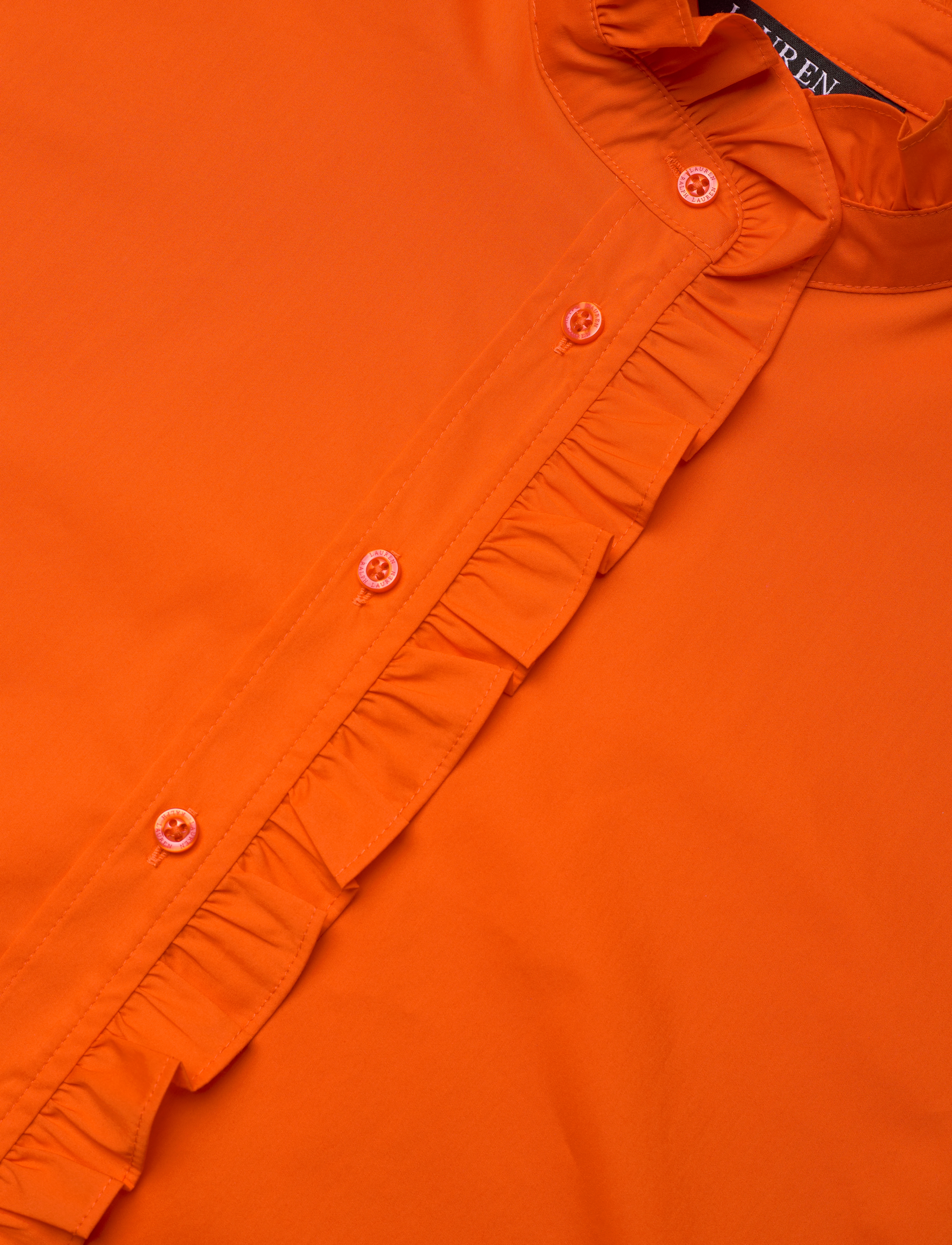Lauren Ralph Lauren - Ruffle-Trim Short-Sleeve Shirt - orange lily - 2