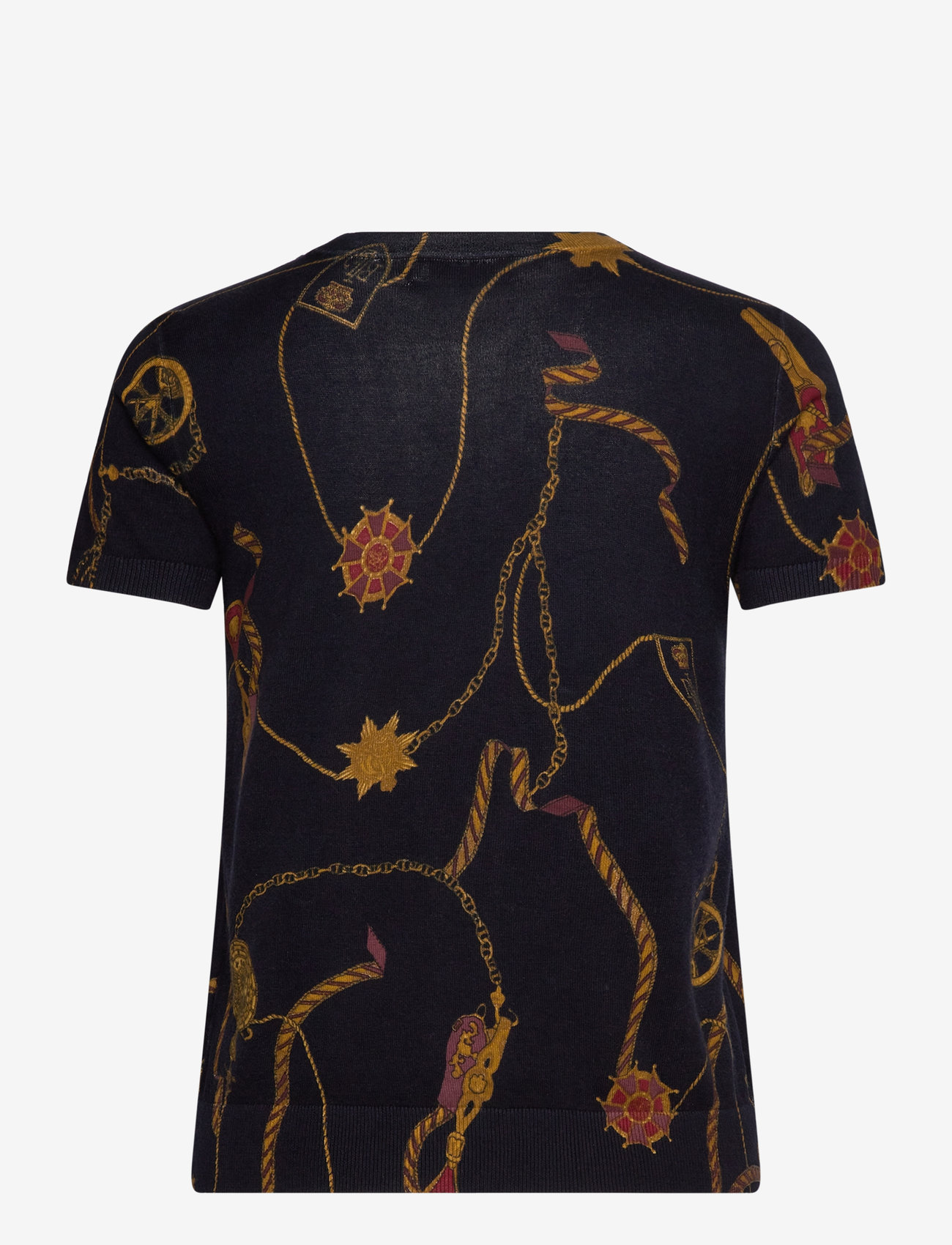 Lauren Ralph Lauren - Print Cotton-Blend Short-Sleeve Sweater - t-shirts - navy multi - 1