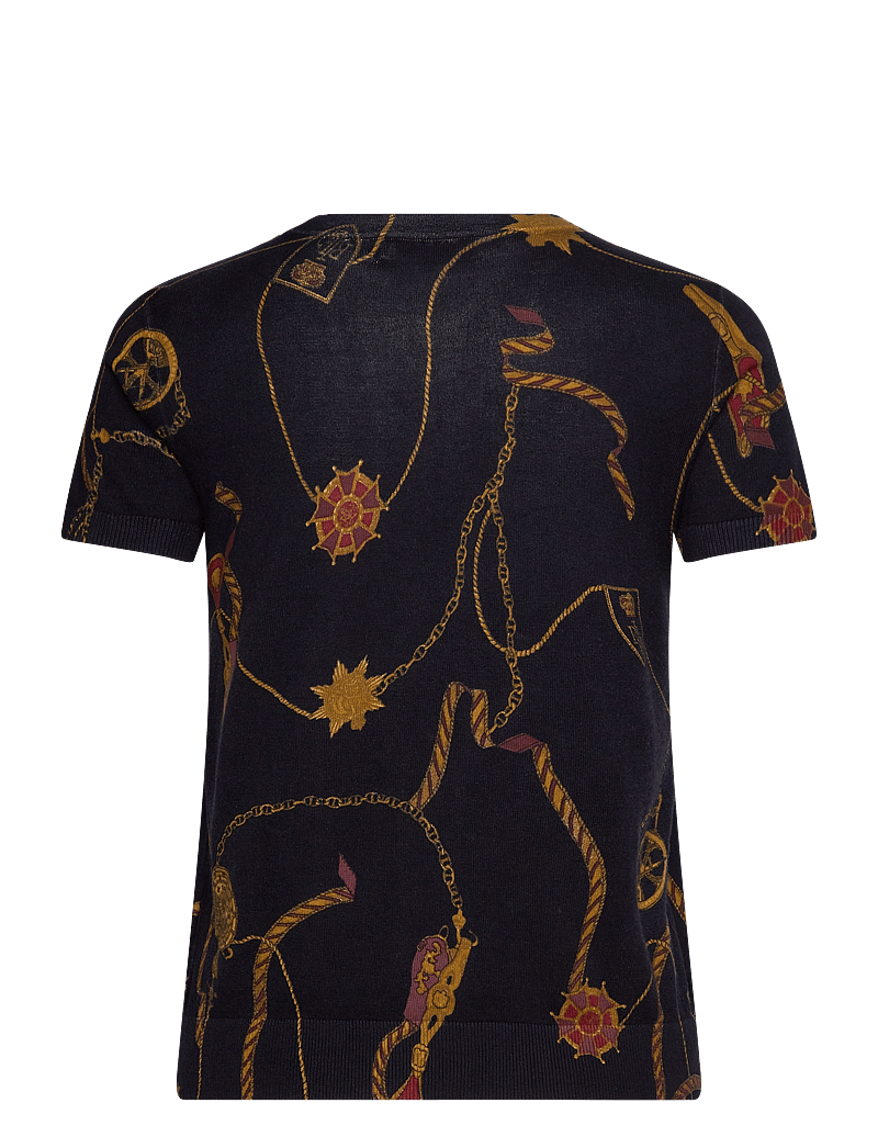 Lauren Ralph Lauren - Print Cotton-Blend Short-Sleeve Sweater - t-shirts - navy multi - 1