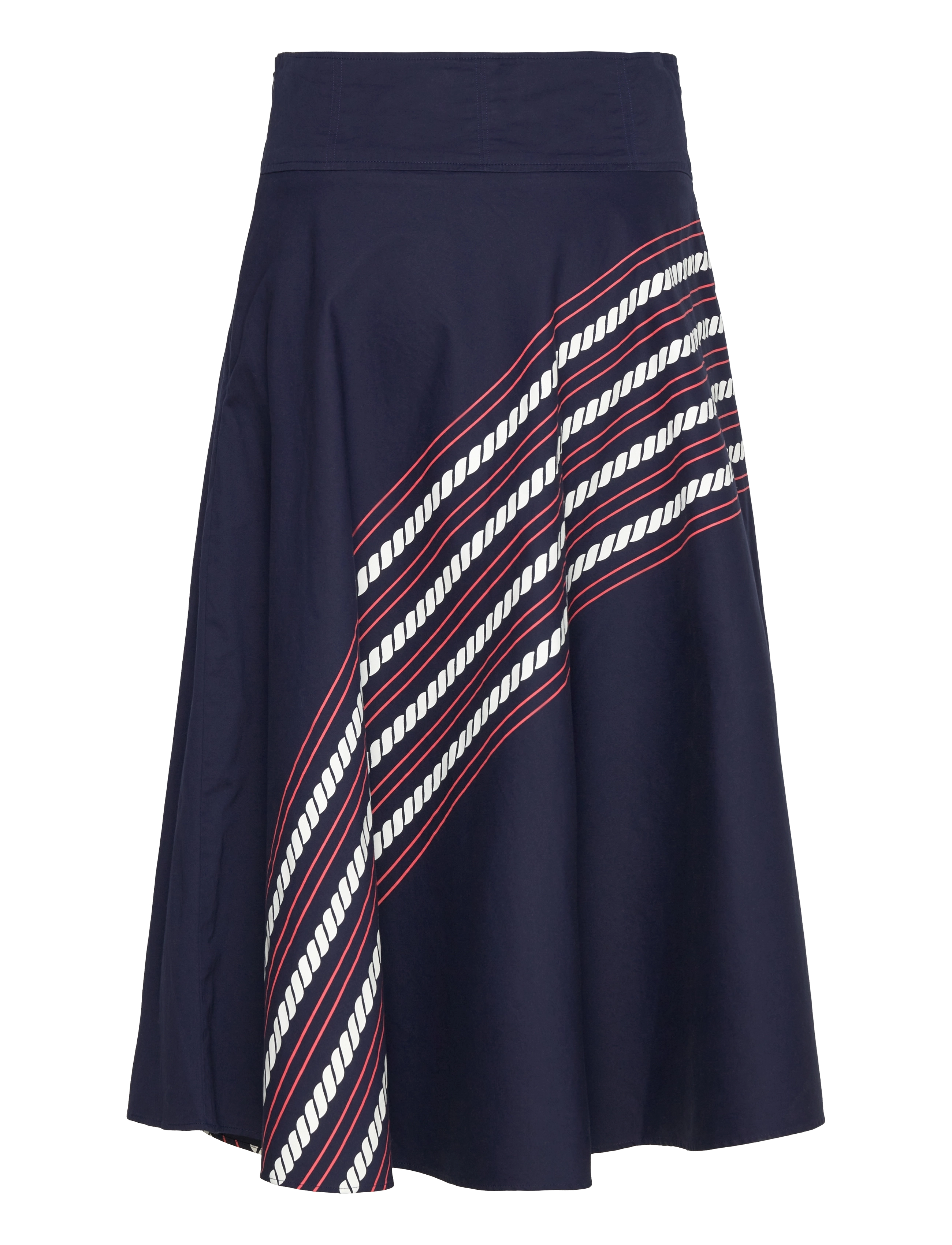 Lauren Ralph Lauren - Rope-Print Twill Lace-Up Midi Skirt - refined navy - 1