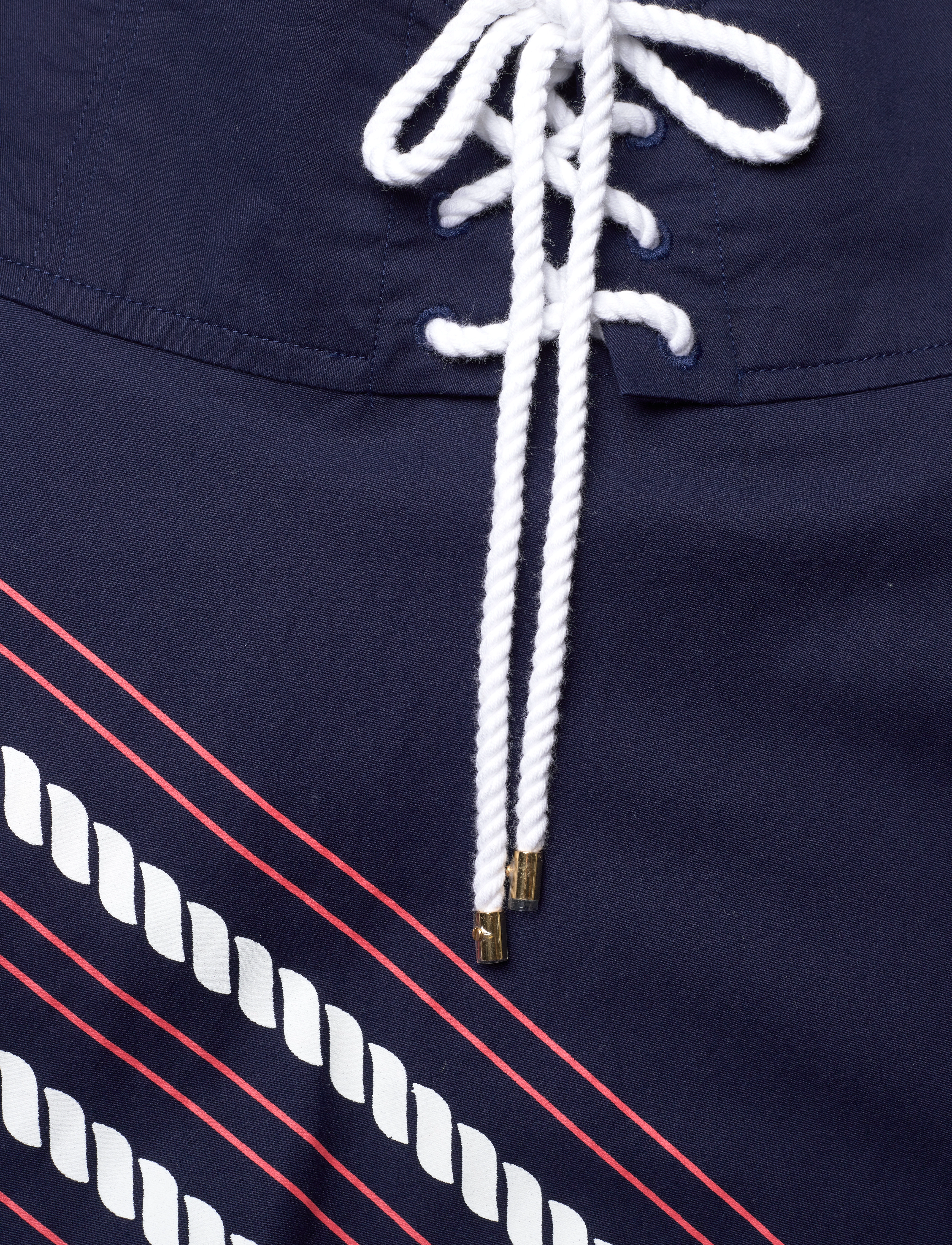 Lauren Ralph Lauren - Rope-Print Twill Lace-Up Midi Skirt - refined navy - 2