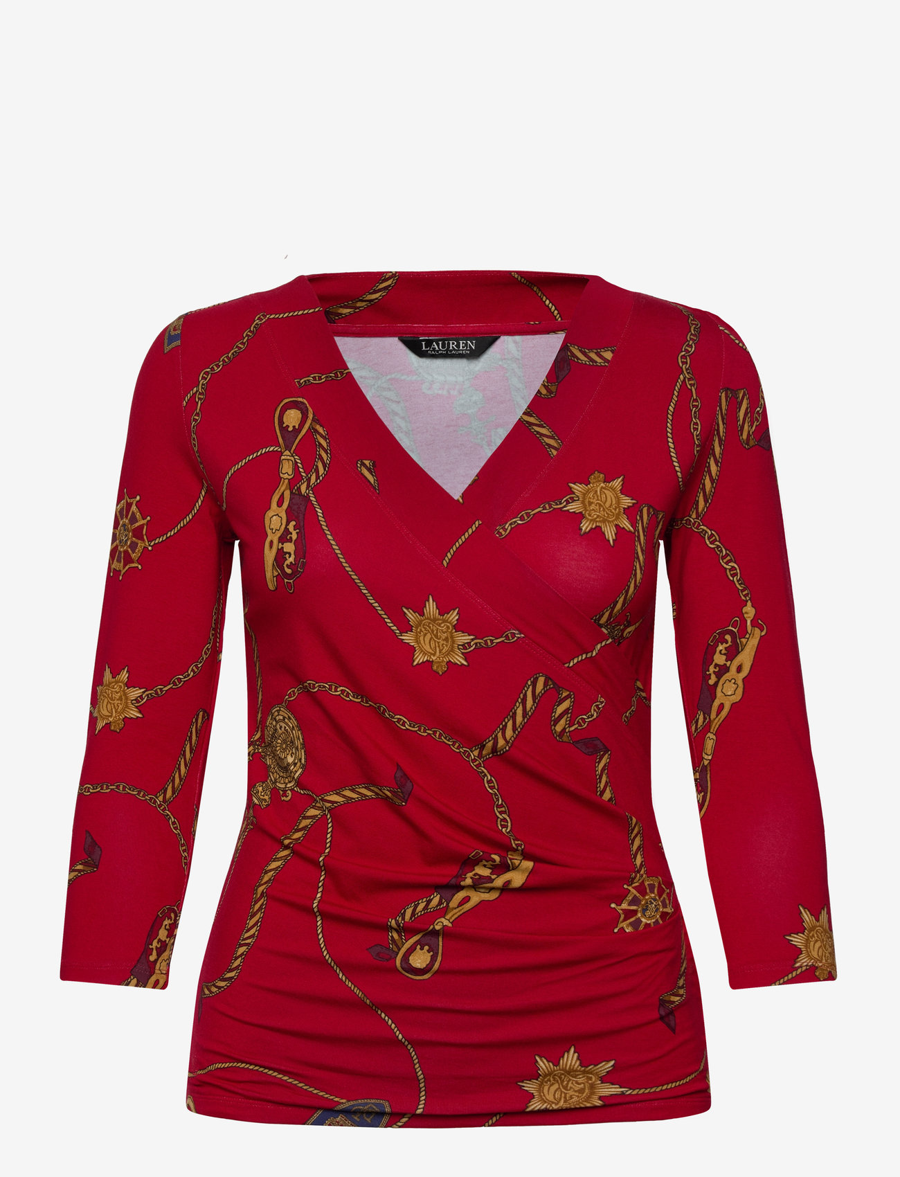 Lauren Ralph Lauren - Belting-Print Jersey Surplice Top - red multi - 0