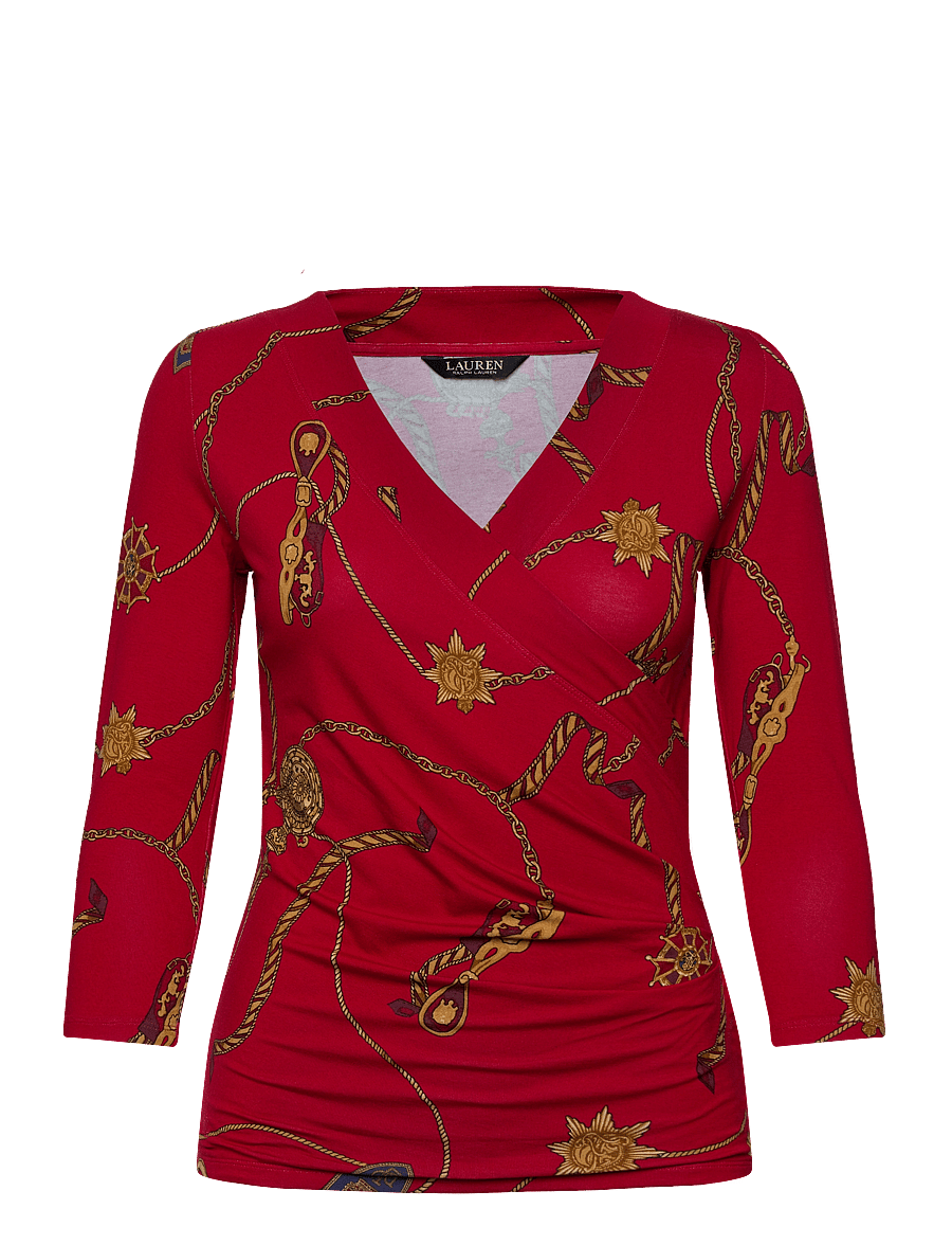 Lauren Ralph Lauren - Belting-Print Jersey Surplice Top - red multi - 0
