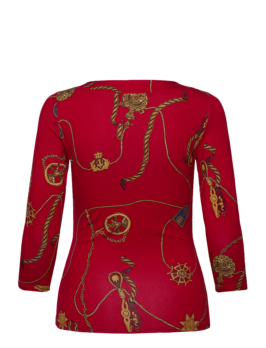 Lauren Ralph Lauren - Belting-Print Jersey Surplice Top - red multi - 1