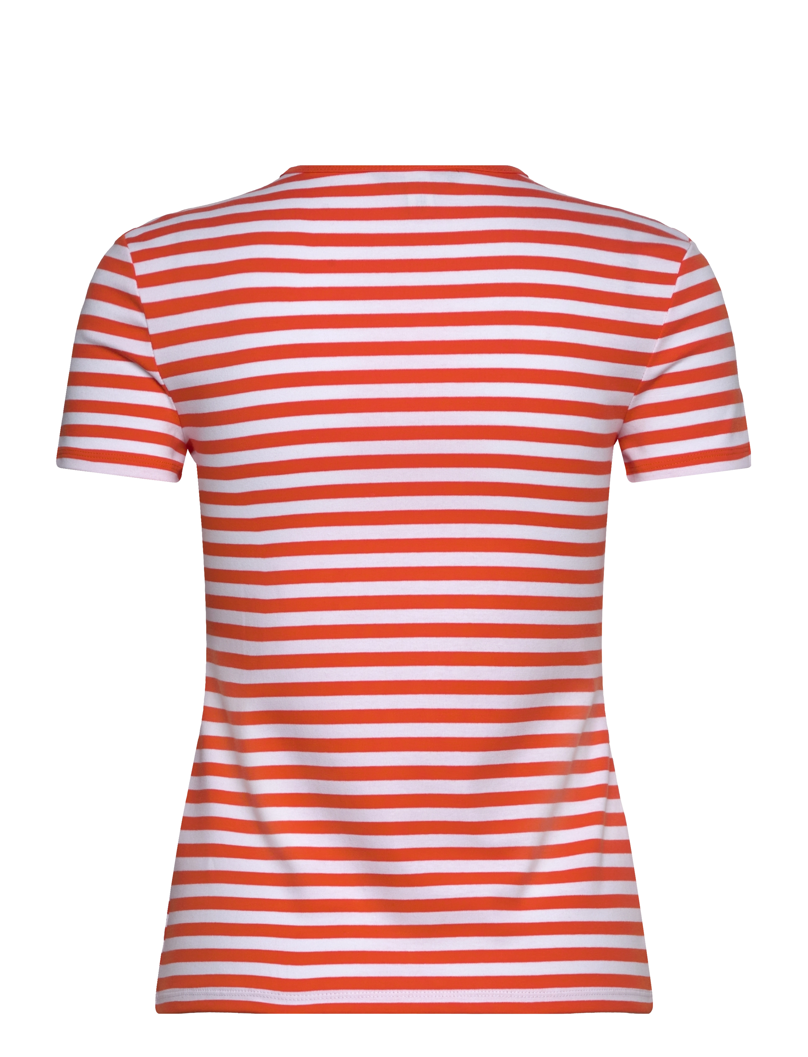 Lauren Ralph Lauren - Striped Stretch Cotton Crewneck Tee - orange lily/white - 1