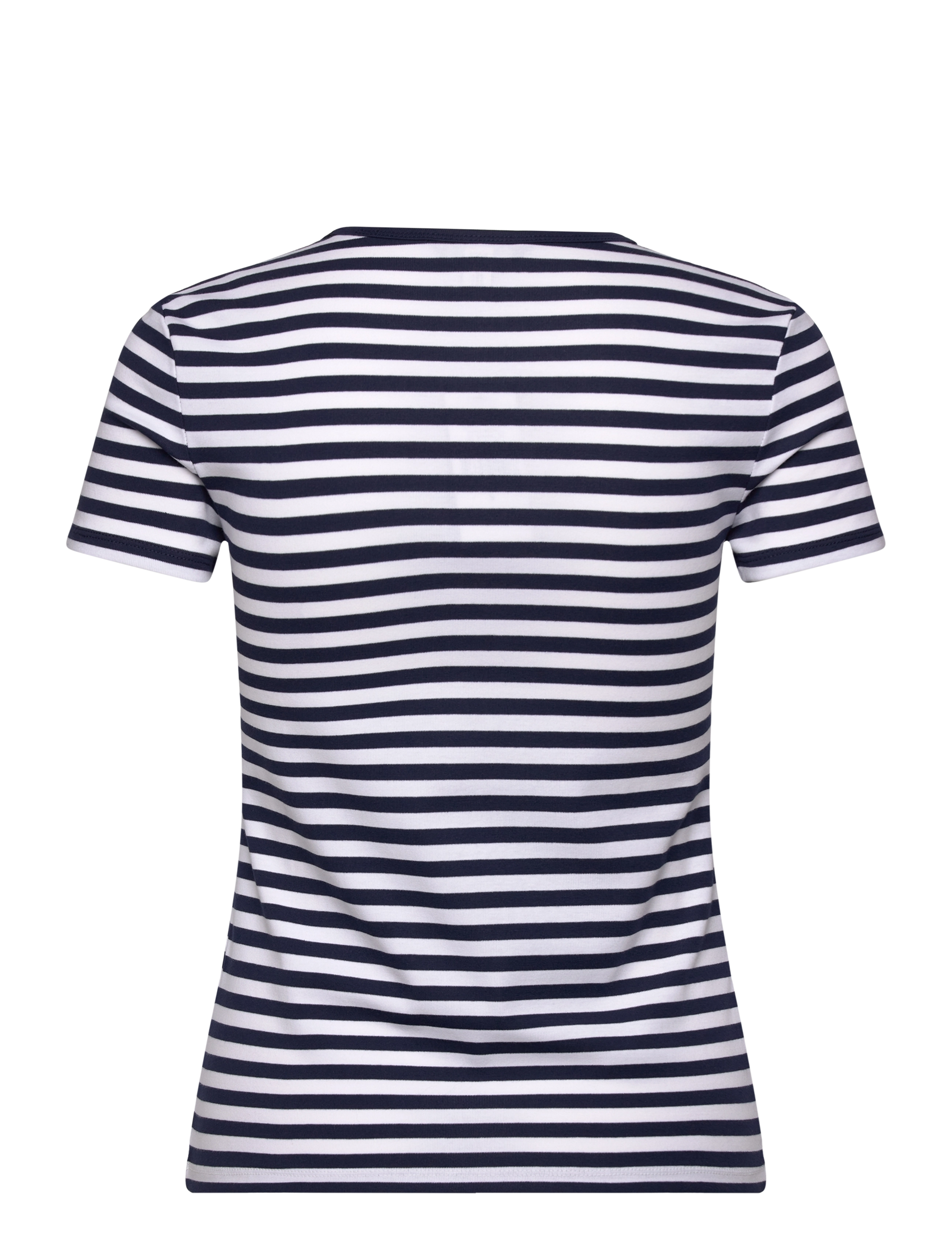 Lauren Ralph Lauren - Striped Stretch Cotton Crewneck Tee - refined navy/whit - 1