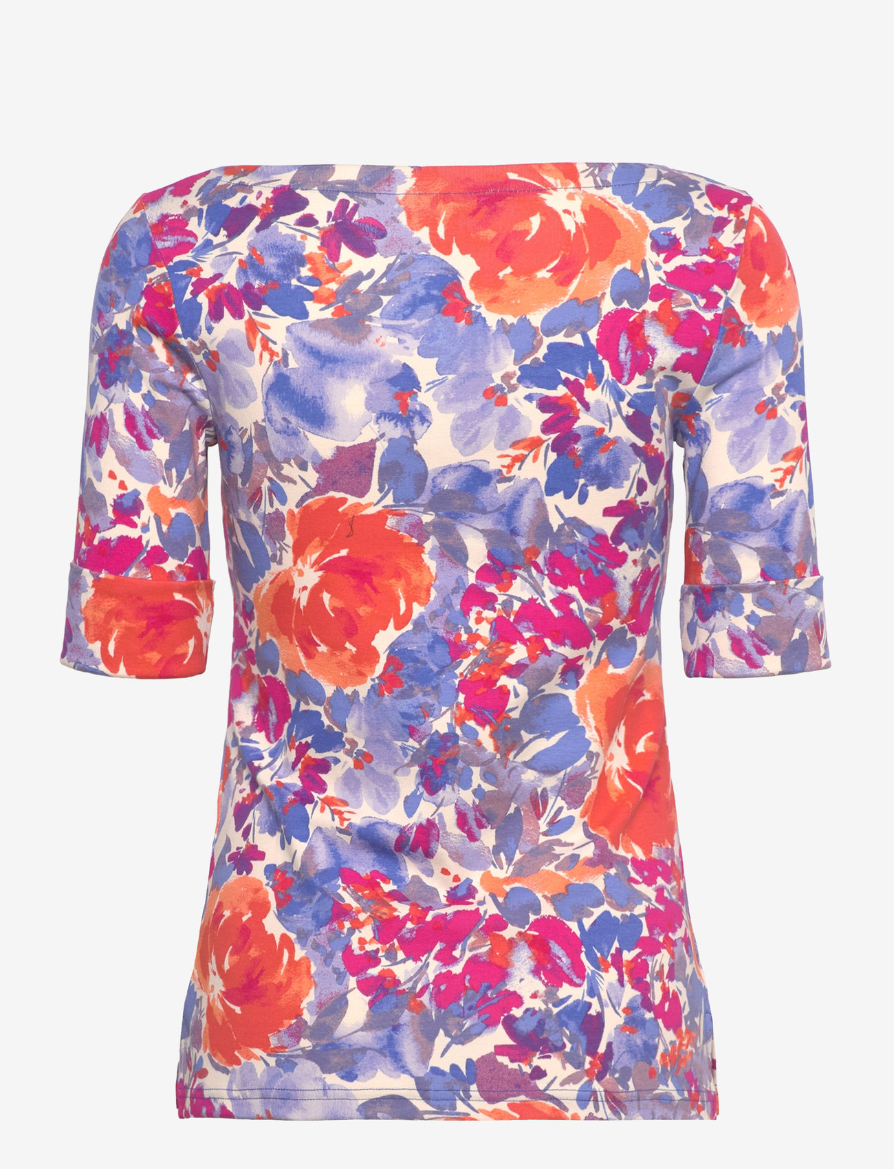 Lauren Ralph Lauren - Floral Stretch Cotton Boatneck Tee - t-shirts - white multi - 1