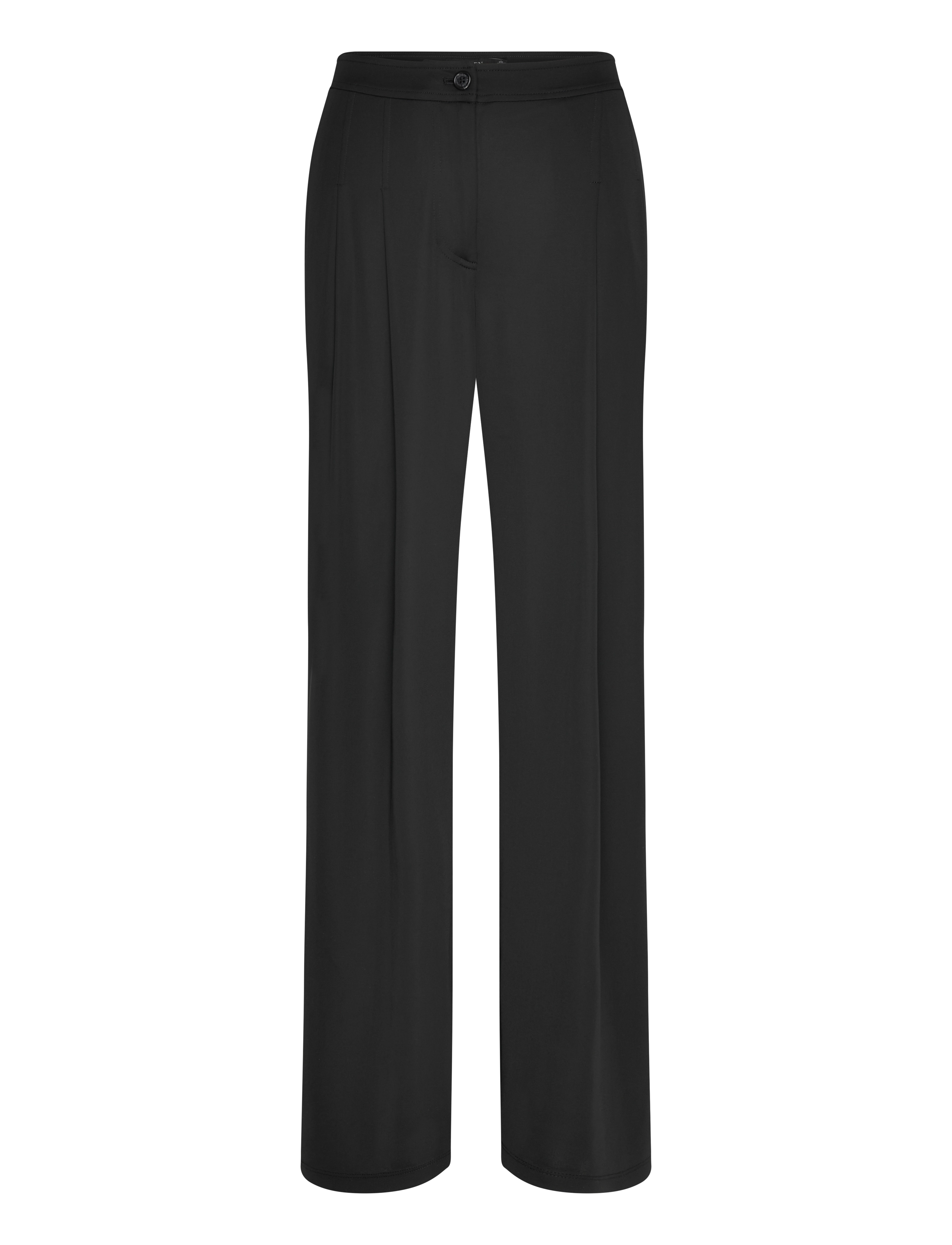 Pleated Stretch Jersey Wide-Leg Pant - BLACK