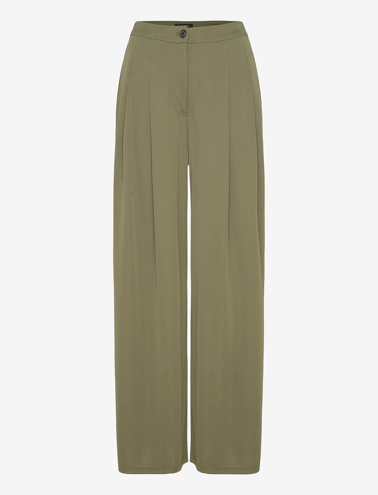 Lauren Ralph Lauren - Pleated Stretch Jersey Wide-Leg Pant - hosen mit weitem bein - olive grove - 0