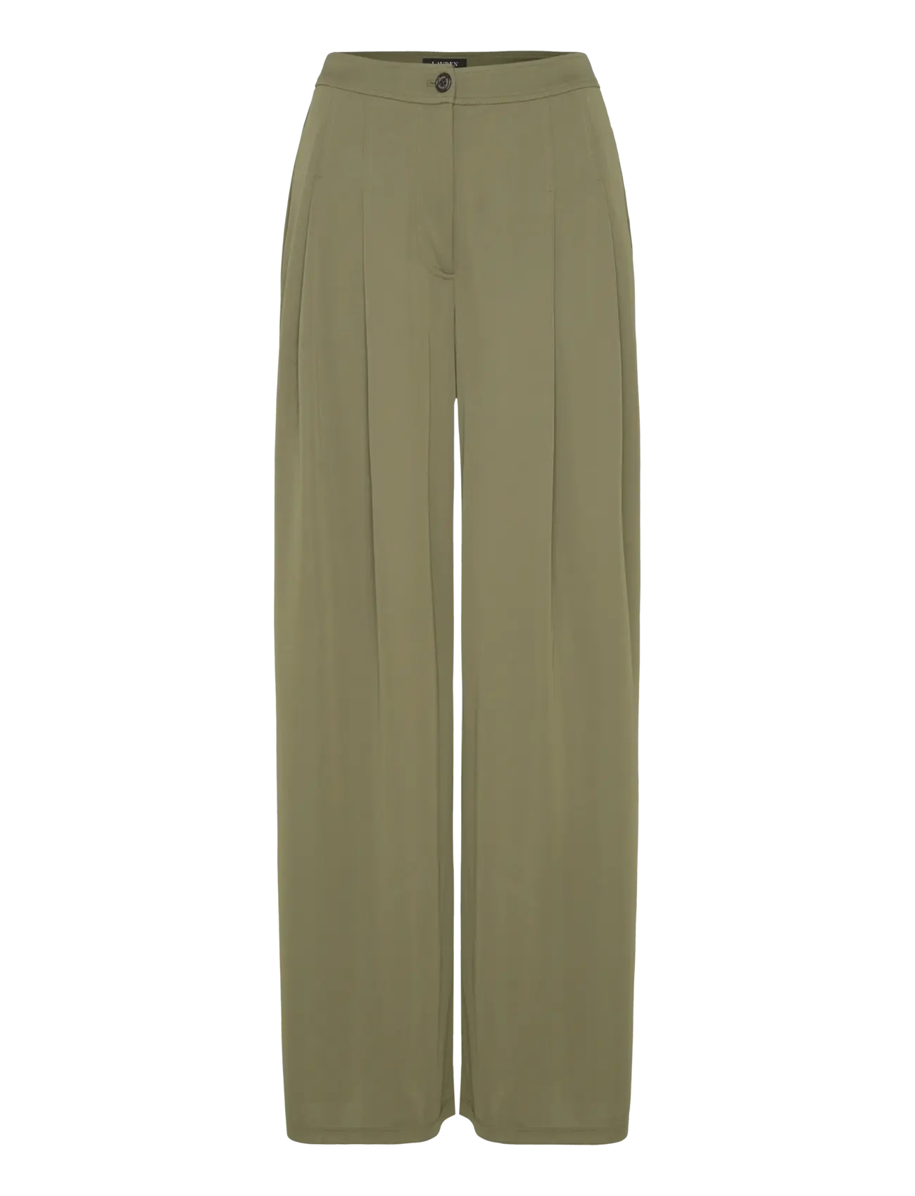 Pleated Stretch Jersey Wide-Leg Pant - OLIVE GROVE