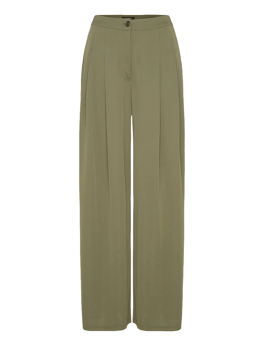 Lauren Ralph Lauren - Pleated Stretch Jersey Wide-Leg Pant - hosen mit weitem bein - olive grove - 0