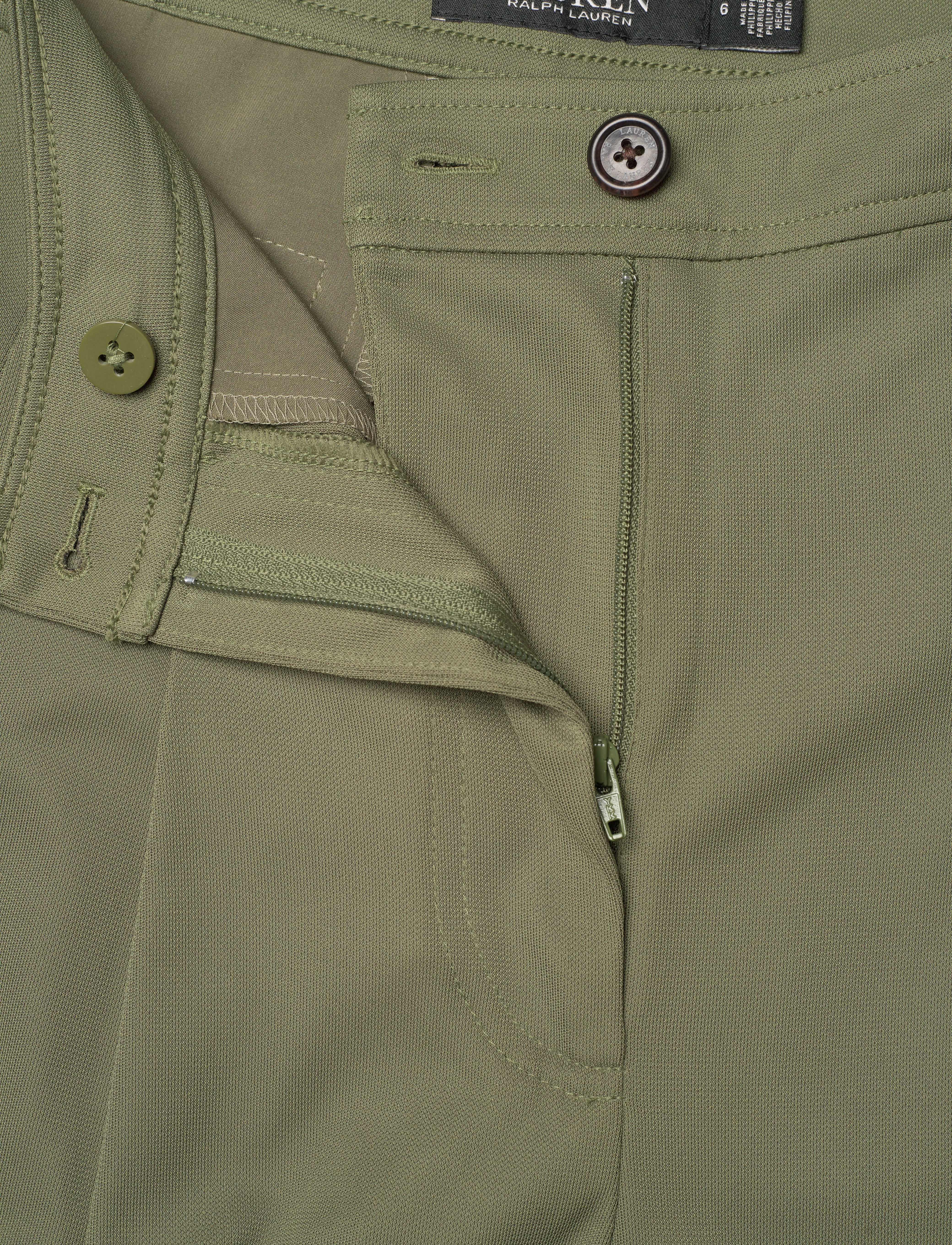 Lauren Ralph Lauren - Pleated Stretch Jersey Wide-Leg Pant - olive grove - 3