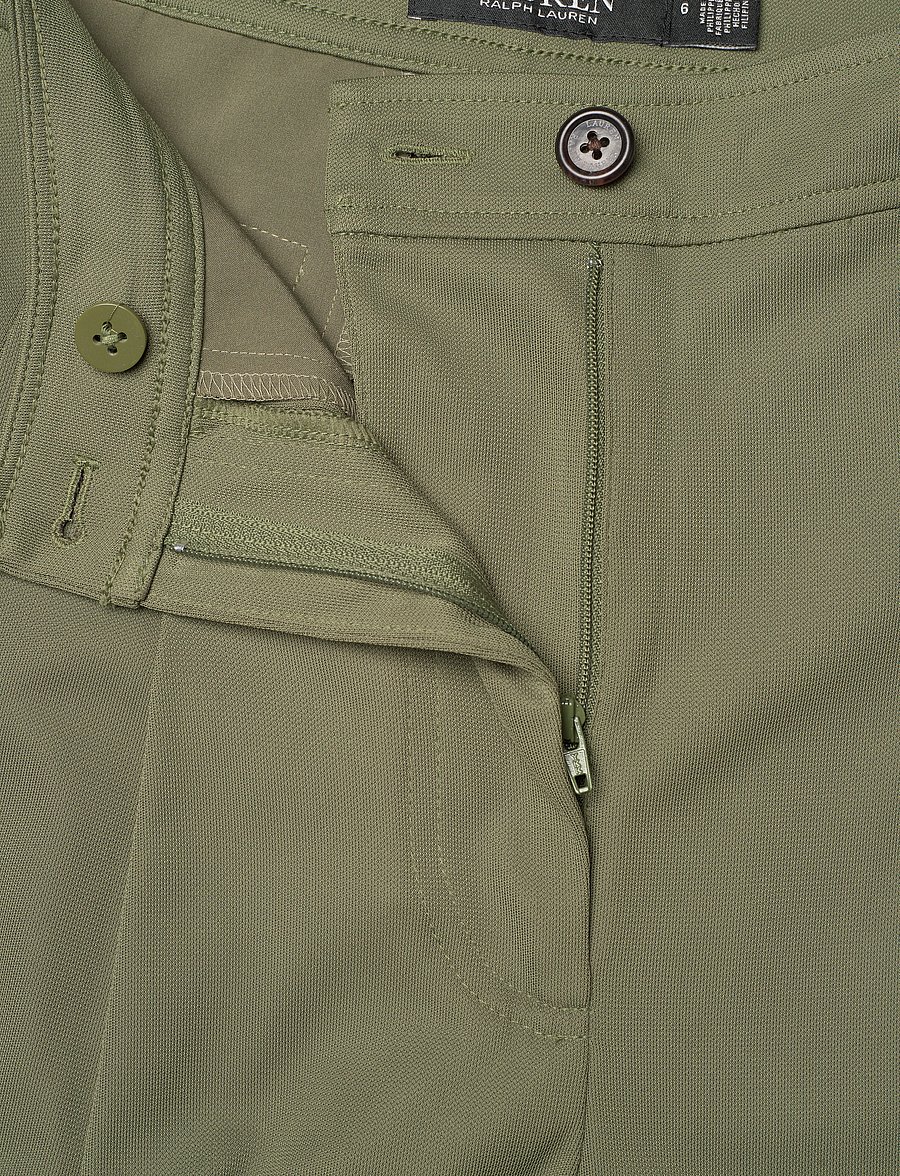 Lauren Ralph Lauren - Pleated Stretch Jersey Wide-Leg Pant - hosen mit weitem bein - olive grove - 3