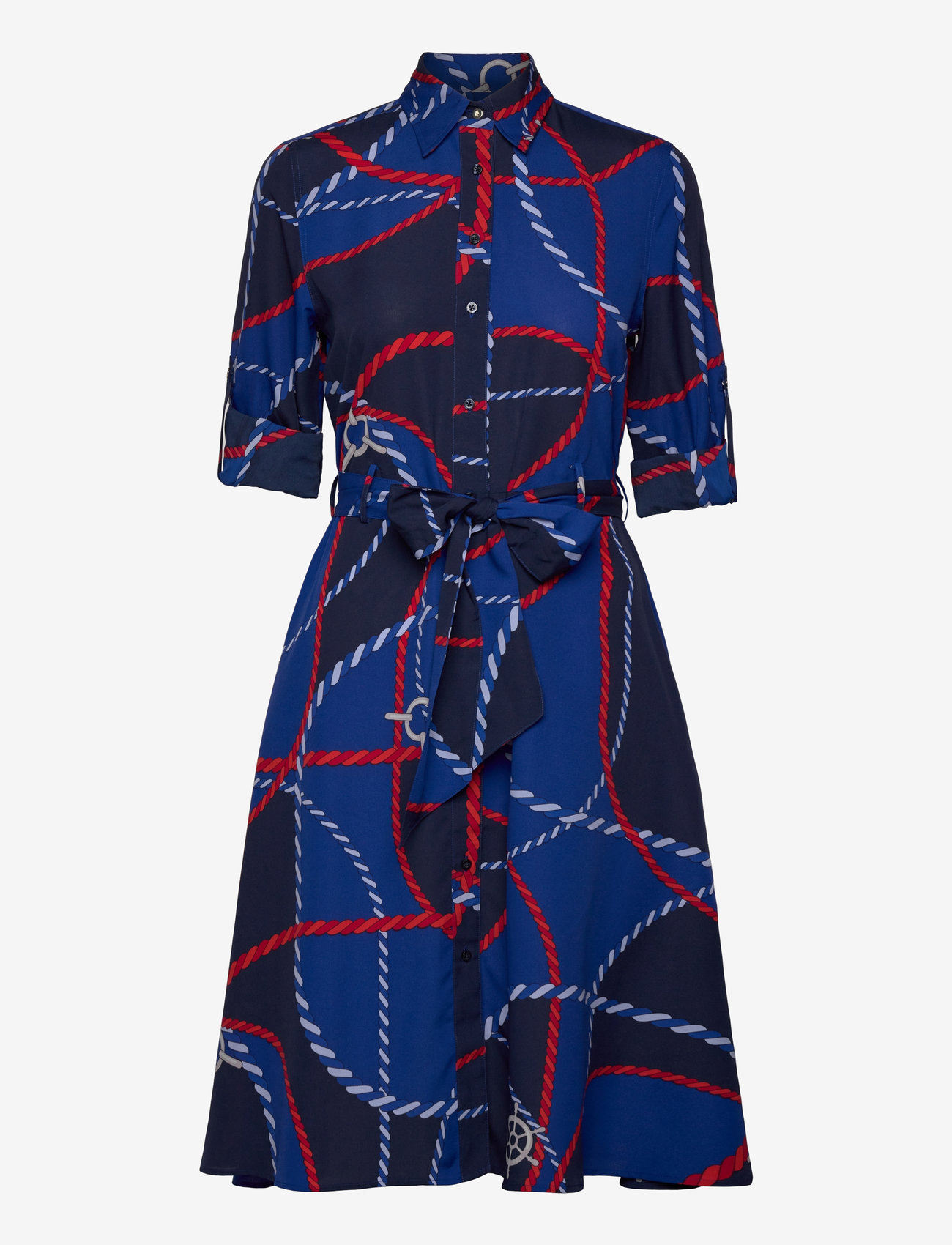 Lauren Ralph Lauren - Rope-Print Crepe Shirtdress - shirt dresses - blue multi - 0