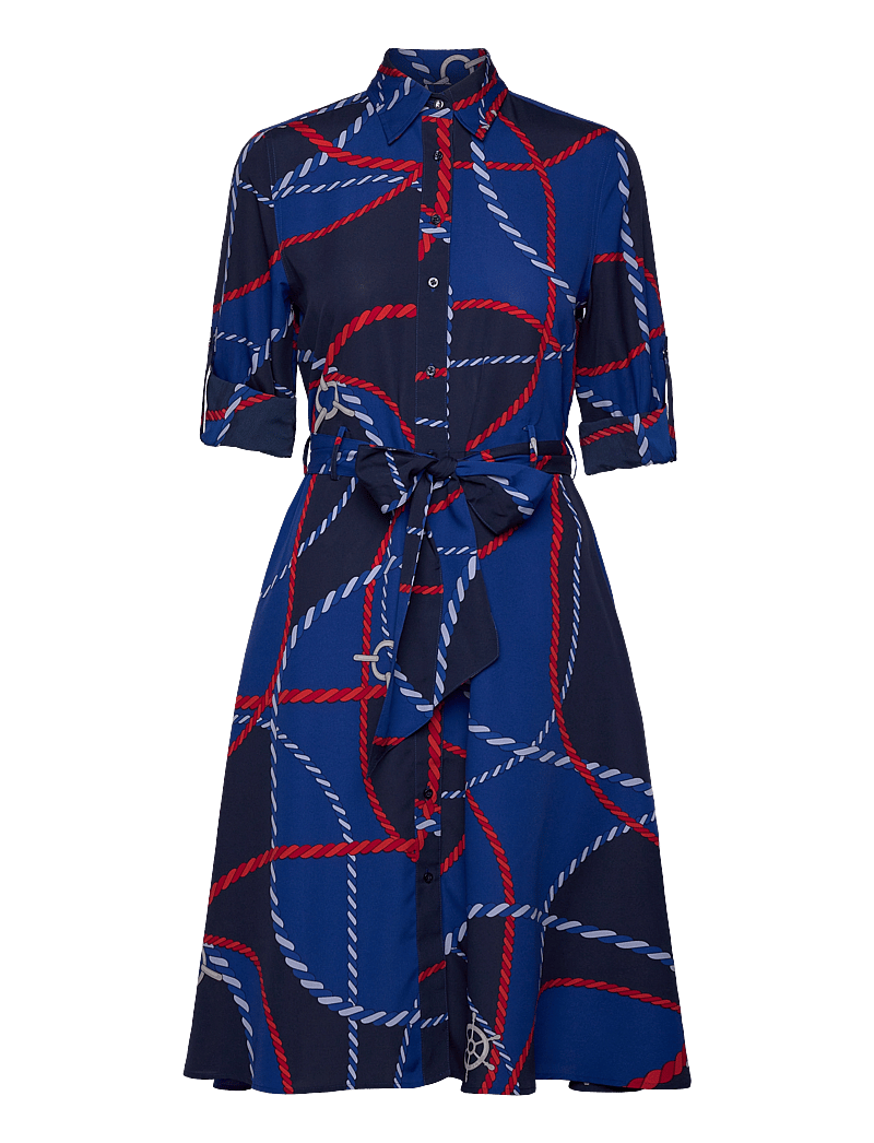 Lauren Ralph Lauren - Rope-Print Crepe Shirtdress - skjortekjoler - blue multi - 0