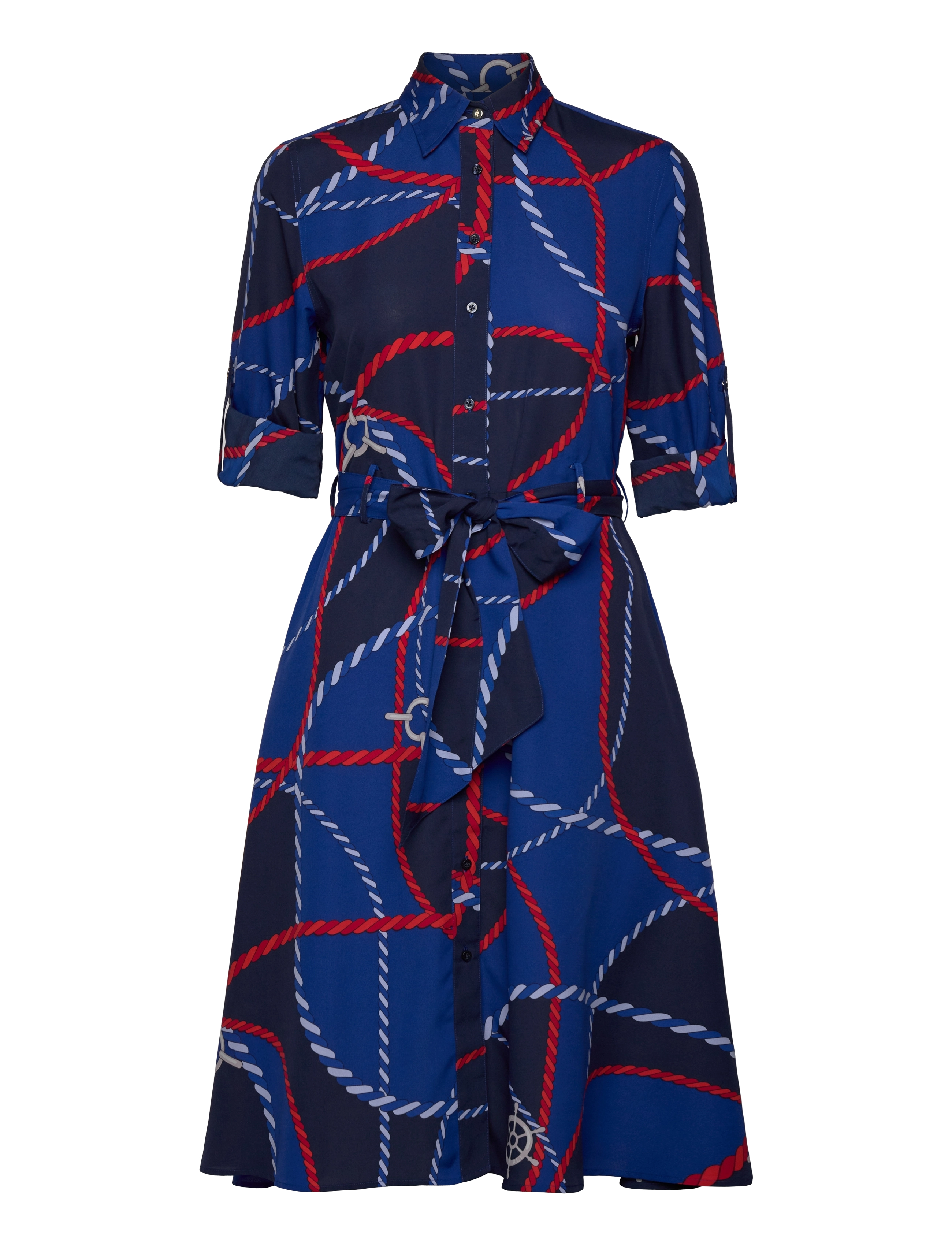 Lauren Ralph Lauren - Rope-Print Crepe Shirtdress - blue multi - 0