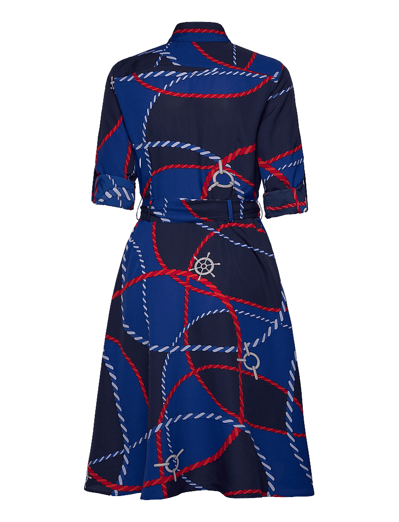 Lauren Ralph Lauren - Rope-Print Crepe Shirtdress - skjortekjoler - blue multi - 1