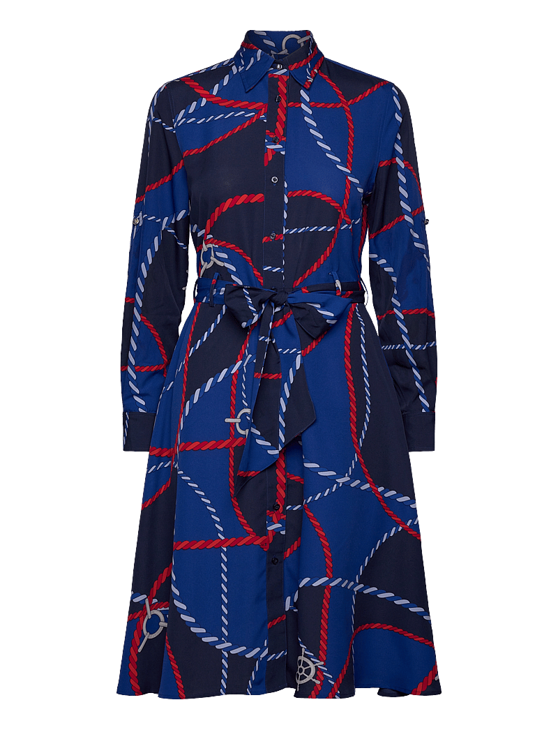 Lauren Ralph Lauren - Rope-Print Crepe Shirtdress - skjortekjoler - blue multi - 2
