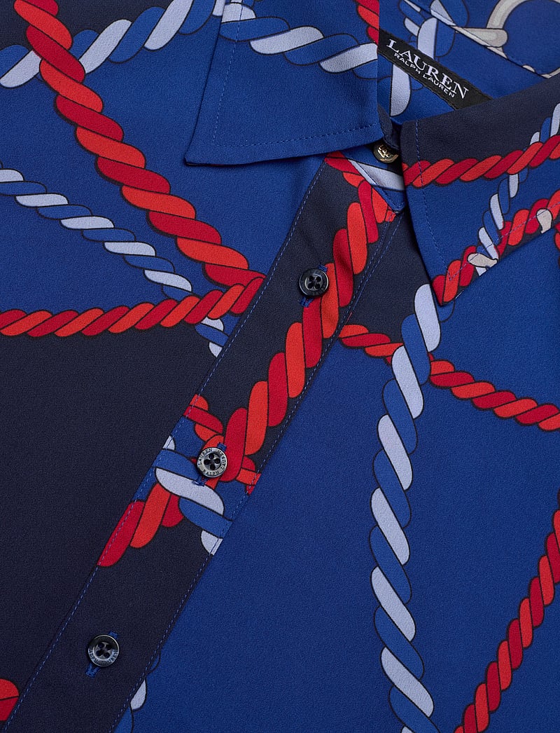 Lauren Ralph Lauren - Rope-Print Crepe Shirtdress - skjortekjoler - blue multi - 3