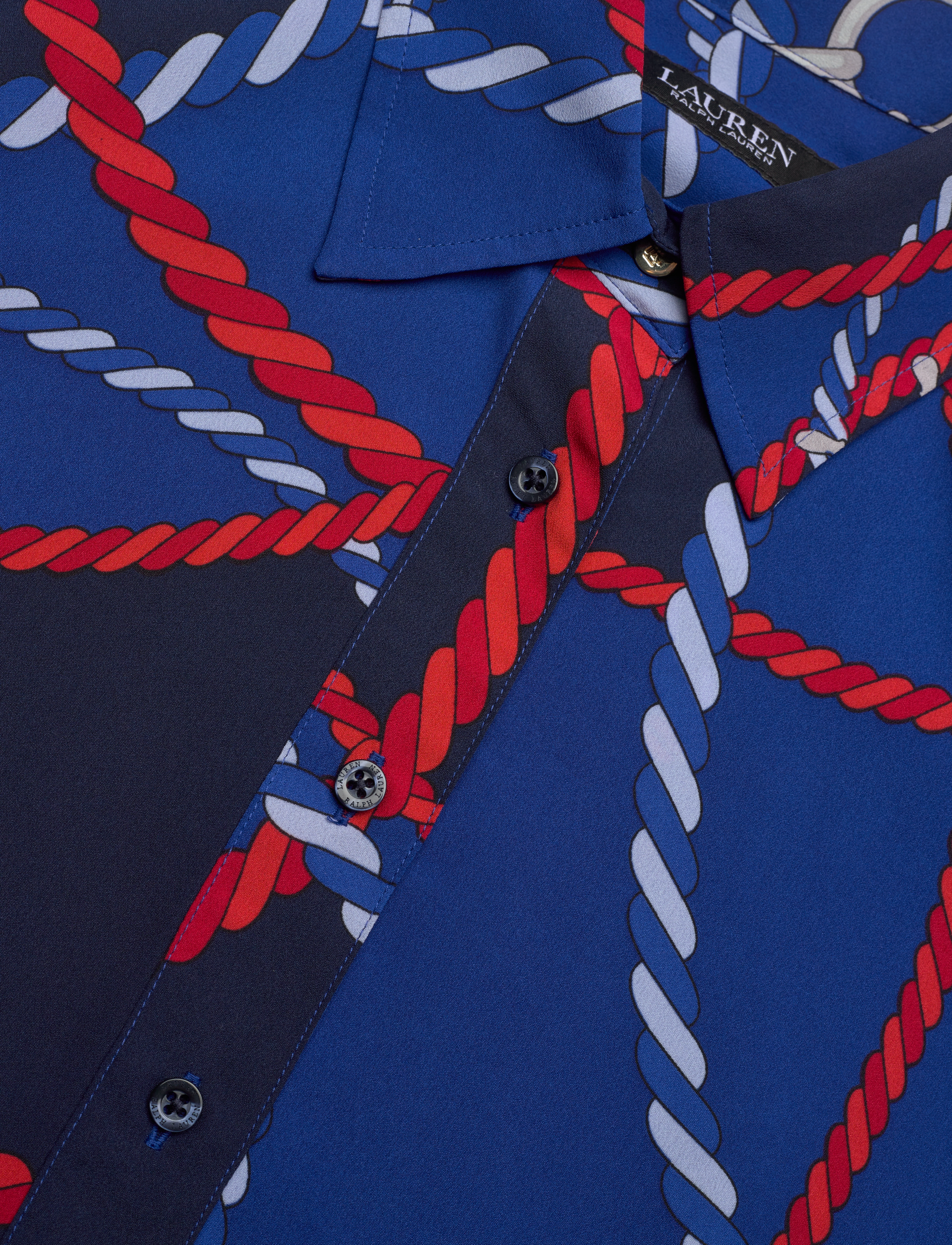 Lauren Ralph Lauren - Rope-Print Crepe Shirtdress - blue multi - 3