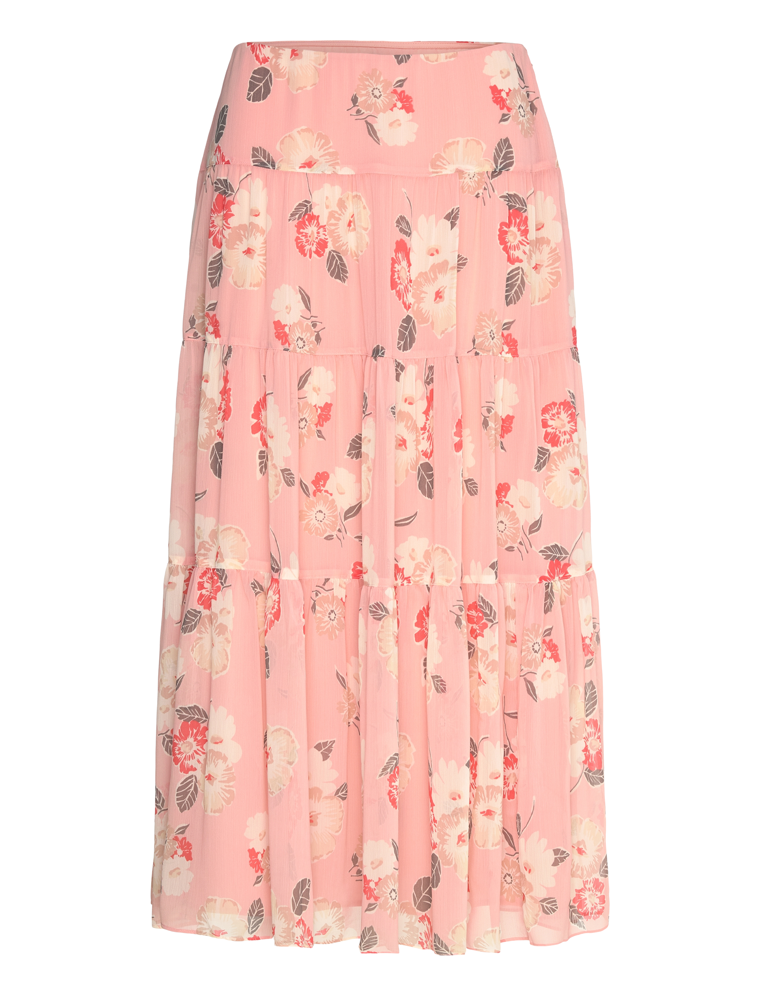 Lauren Ralph Lauren Floral Crinkle Georgette Tiered Skirt - Klær - PINK MULTI / pink/rose