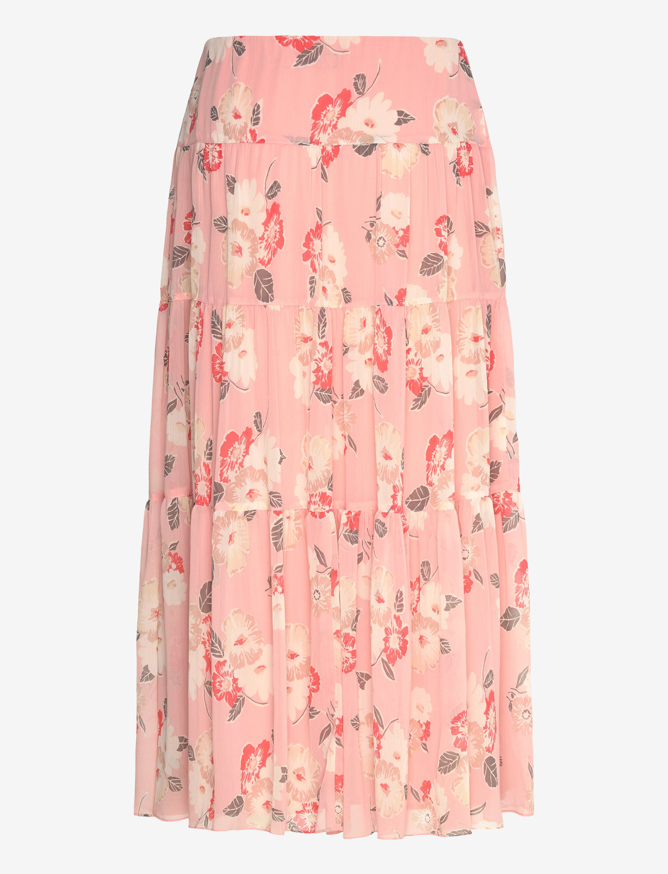Lauren Ralph Lauren - Floral Crinkle Georgette Tiered Skirt - plisserede nederdele - pink multi - 1