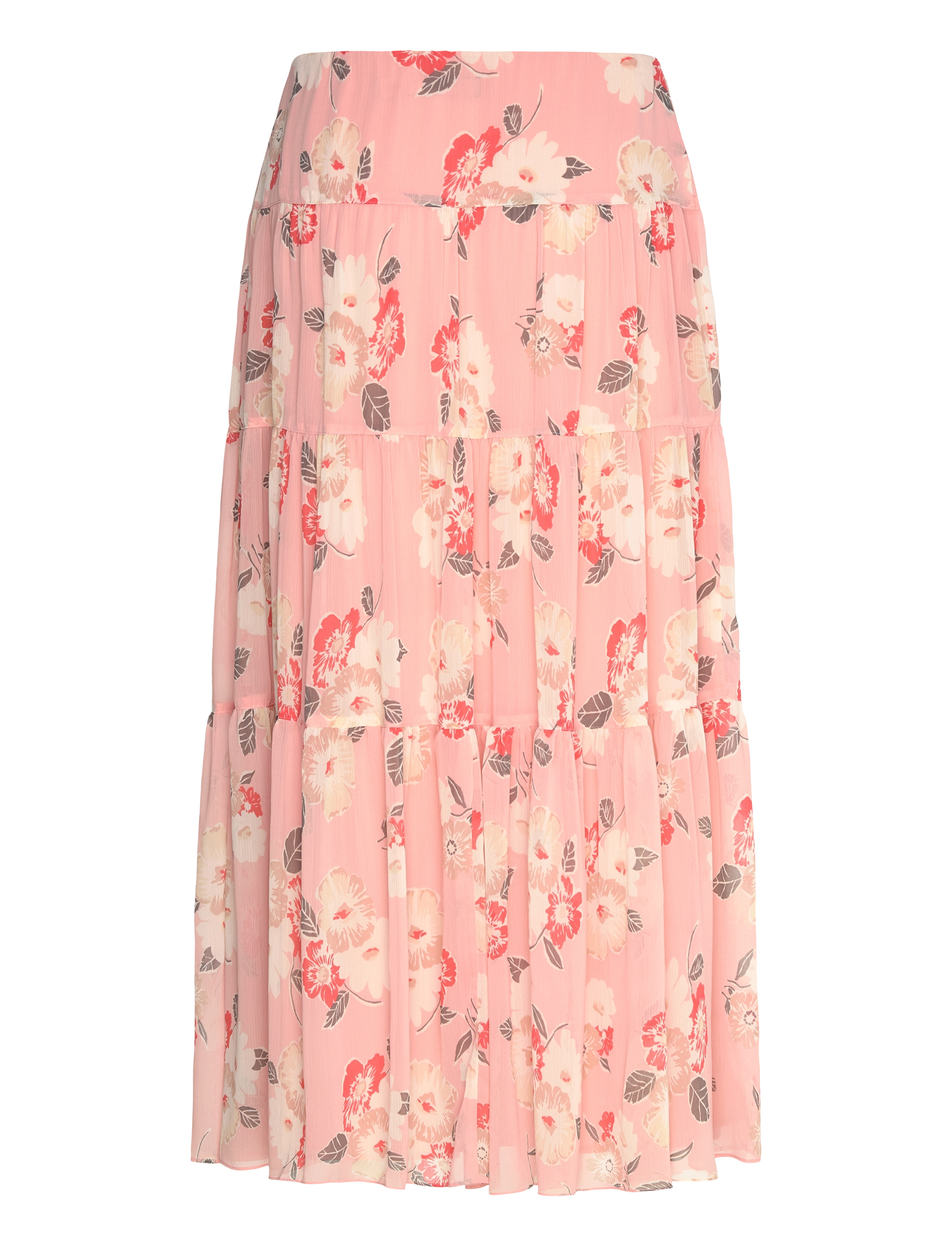Lauren Ralph Lauren - Floral Crinkle Georgette Tiered Skirt - jupes plissées - pink multi - 1