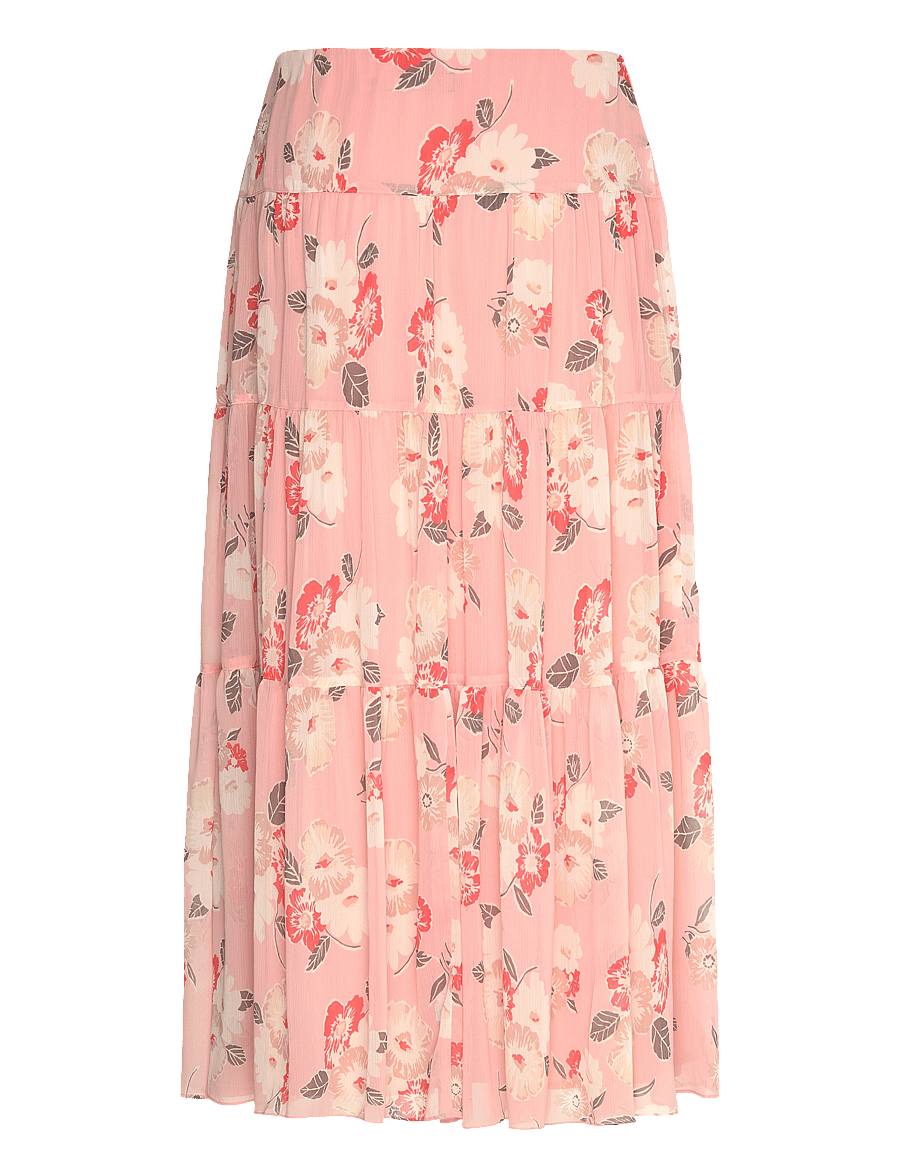 Lauren Ralph Lauren - Floral Crinkle Georgette Tiered Skirt - plisserade kjolar - pink multi - 1