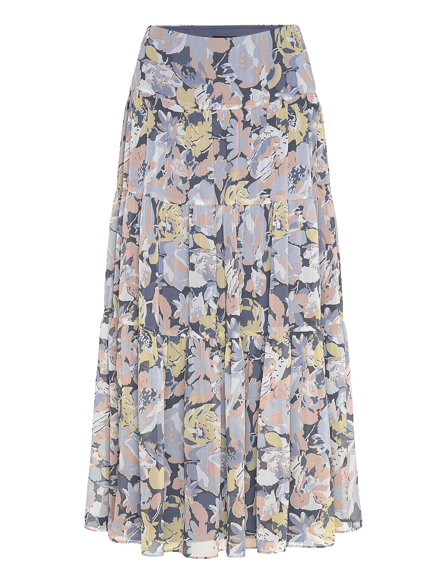 Lauren Ralph Lauren - Floral Crinkle Georgette Tiered Skirt - maksiseelikud - blue multi - 0