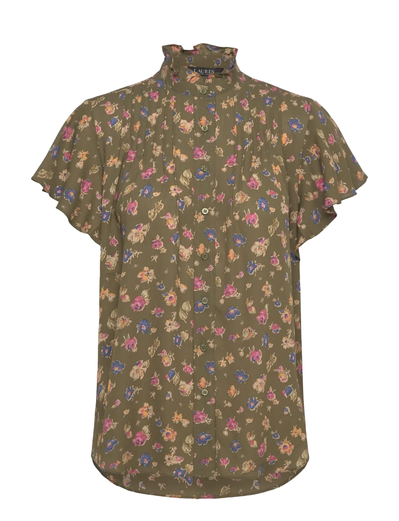 LAUREN RALPH LAUREN Floral Georgette Flutter-Sleeve Shirt Grün - S - Damen