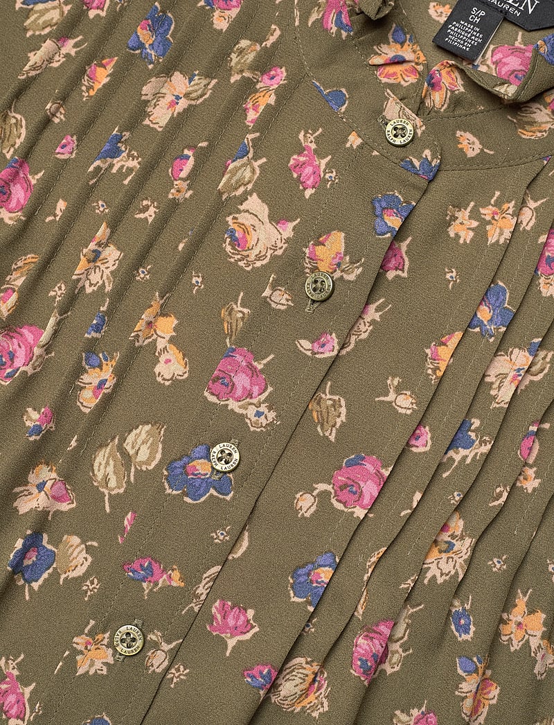 Lauren Ralph Lauren - Floral Georgette Flutter-Sleeve Shirt - kortärmade blusar - olive multi - 2