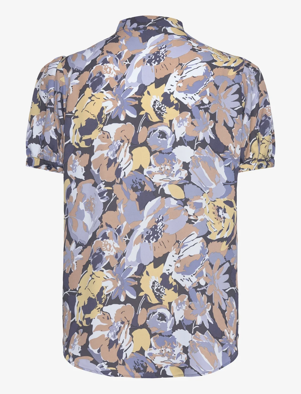 Lauren Ralph Lauren - Floral Georgette Puff-Sleeve Shirt - kortärmade blusar - blue multi - 1