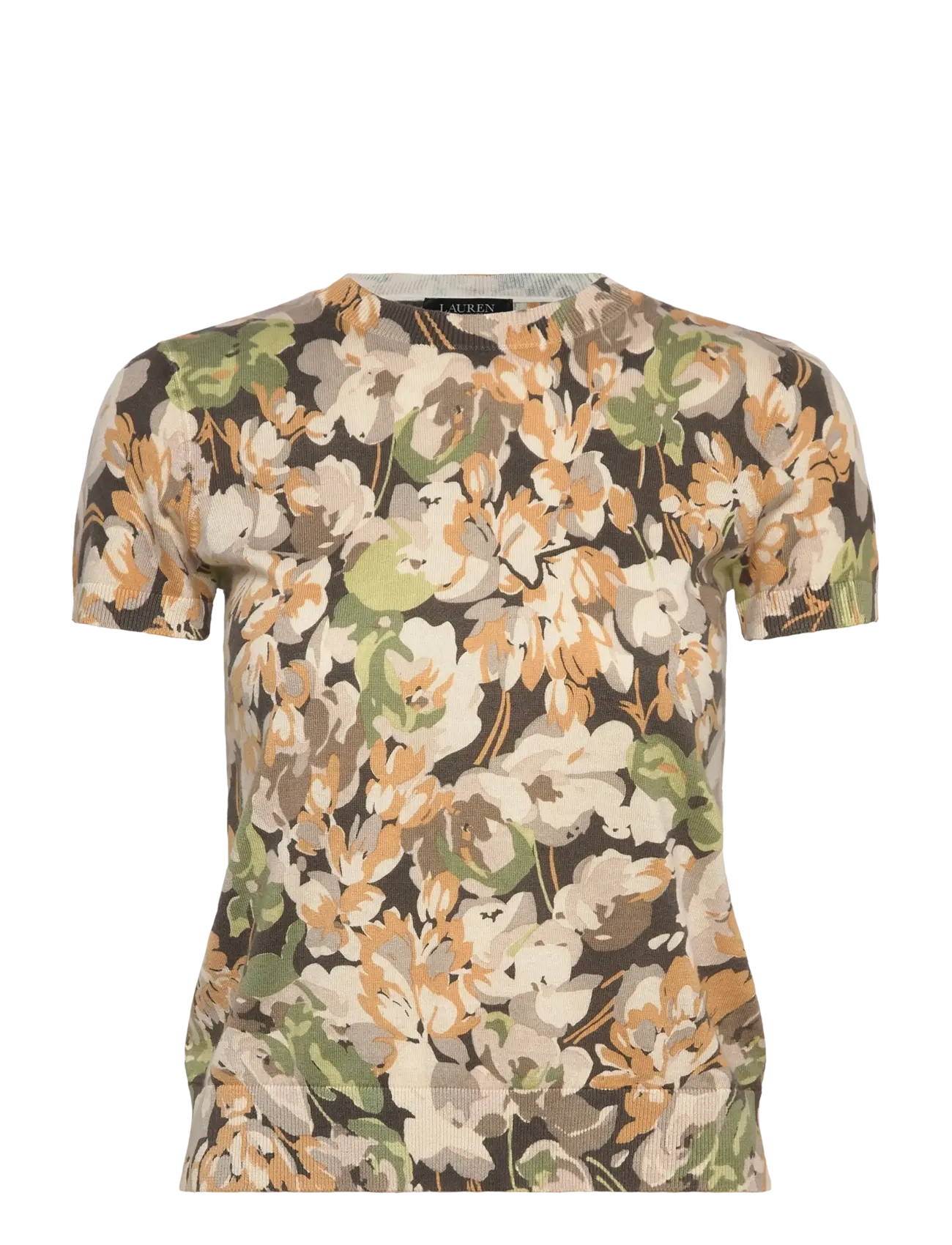 Lauren Ralph Floral Cotton-Blend Short-Sleeve Sweater, XS, T-shirts & Oberteile, Grün - Short-sleeved, Frauen