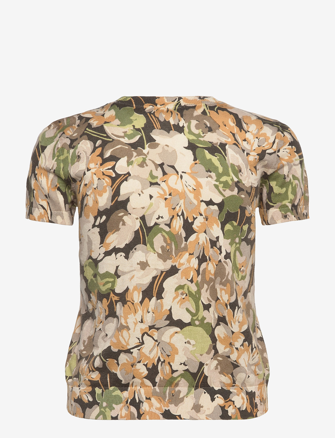 Lauren Ralph Lauren - Floral Cotton-Blend Short-Sleeve Sweater - t-shirts - olive multi - 1