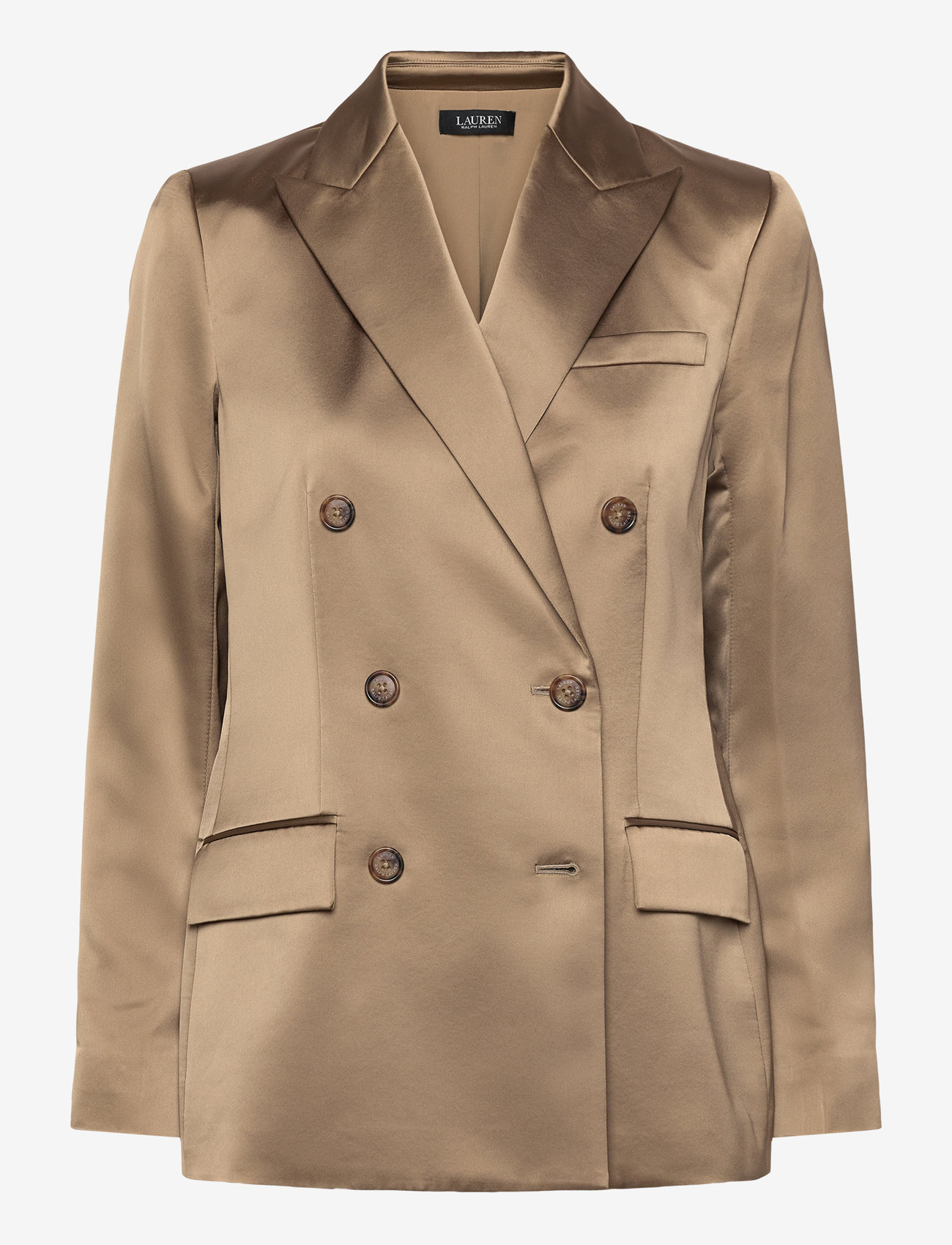Lauren Ralph Lauren - Double-Breasted Charmeuse Blazer - zweireihige blazer - madison tan - 0