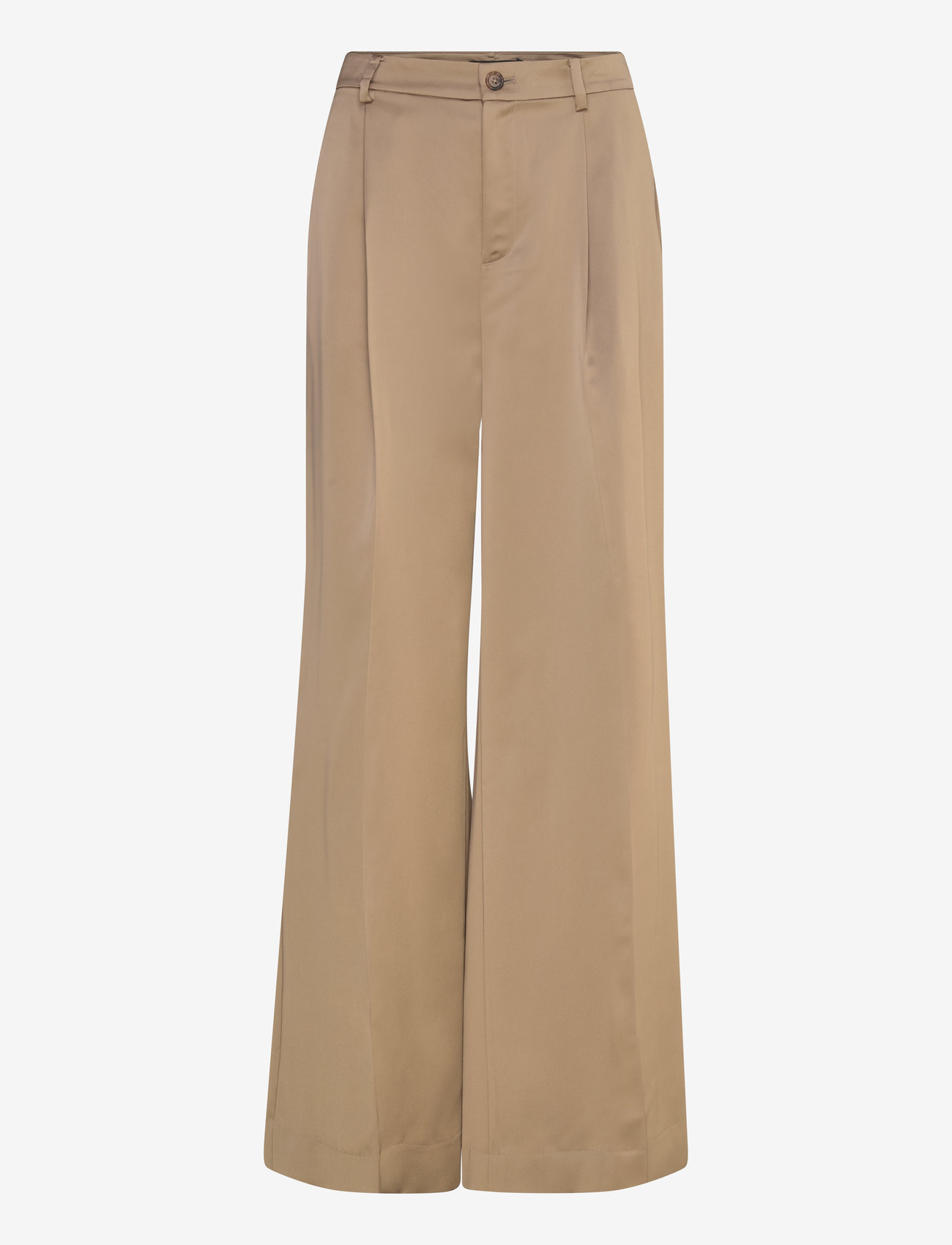 Lauren Ralph Lauren - Satin Charmeuse Wide-Leg Pant - wide leg trousers - madison tan - 0