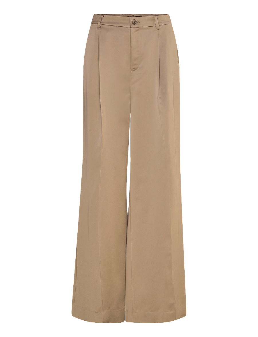 Lauren Ralph Lauren - Satin Charmeuse Wide-Leg Pant - hosen mit weitem bein - madison tan - 0