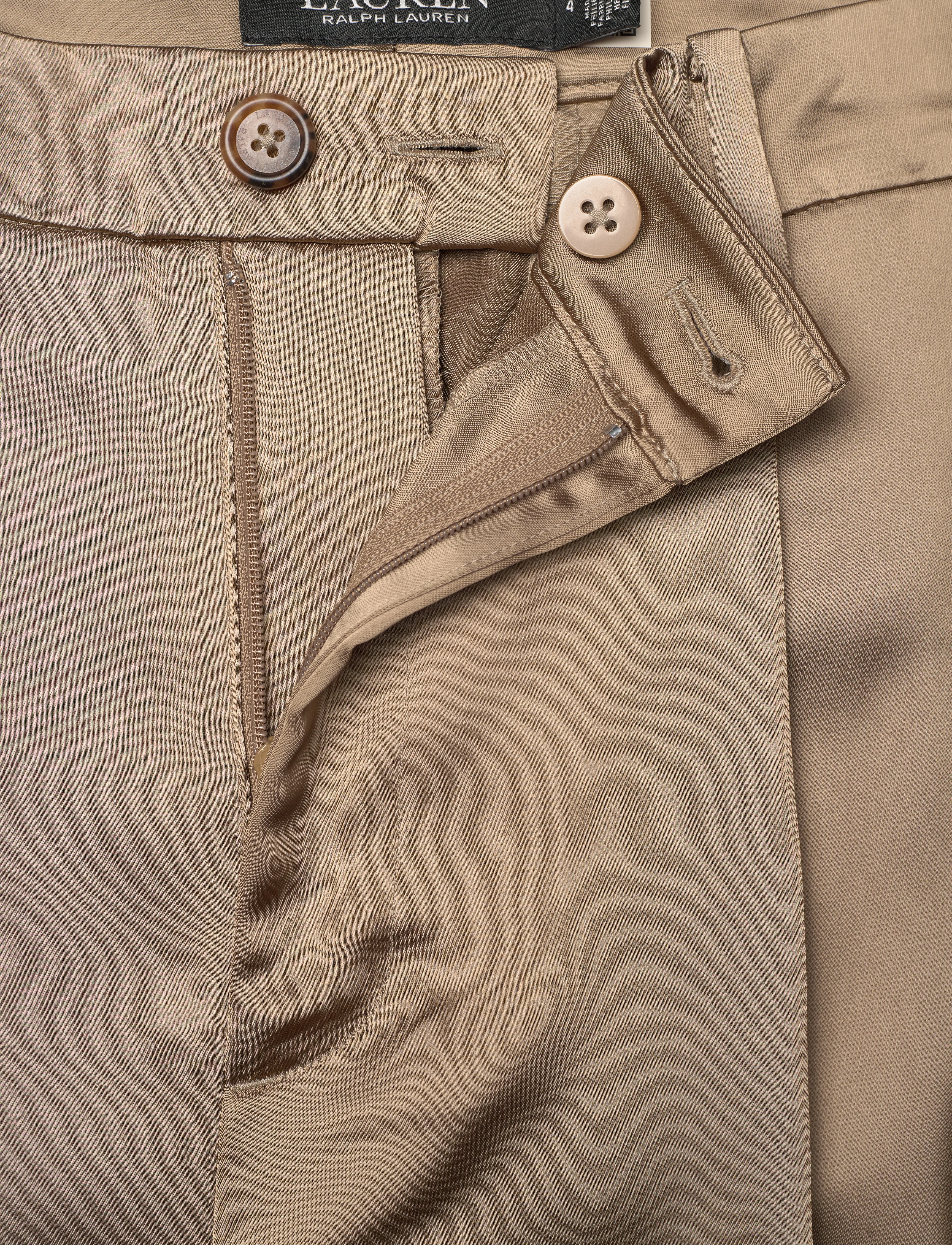 Lauren Ralph Lauren - Satin Charmeuse Wide-Leg Pant - vida byxor - madison tan - 3