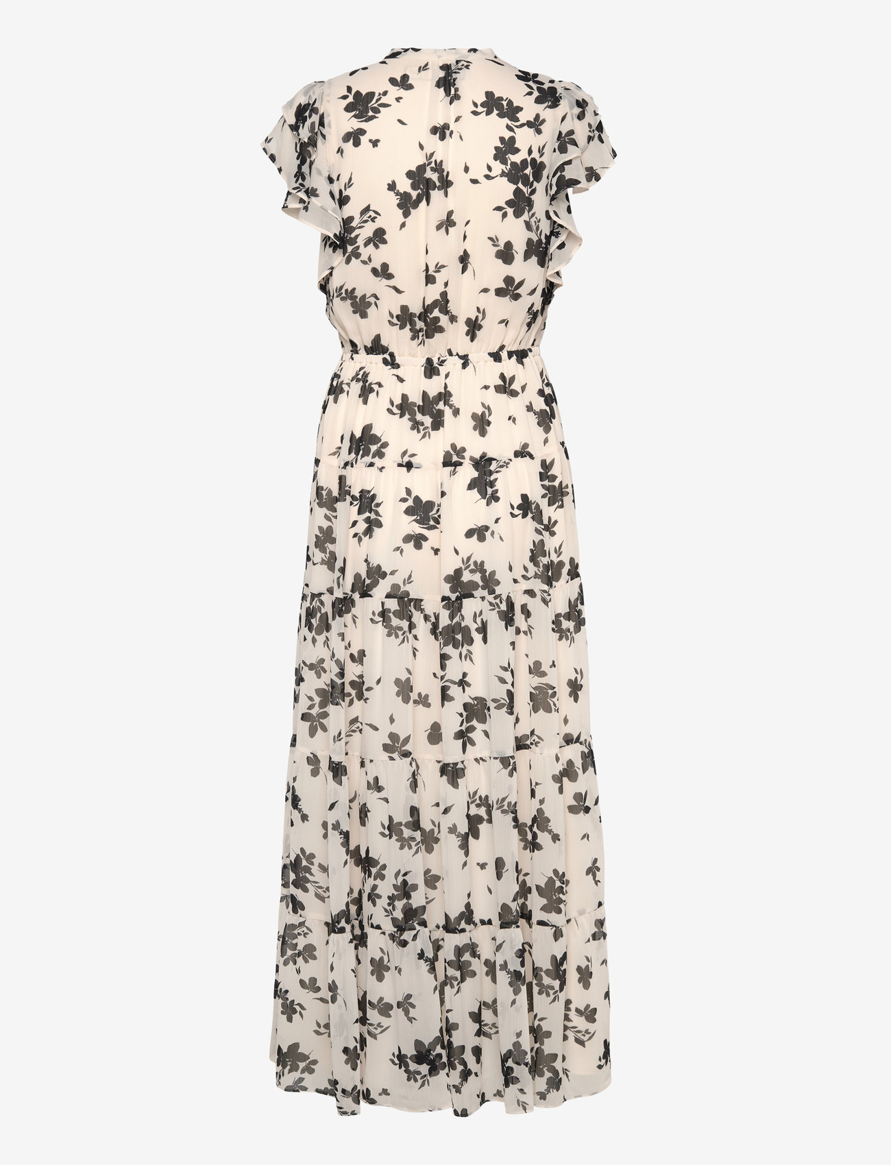 Lauren Ralph Lauren - Floral Georgette Tie-Neck Maxidress - maxiklänningar - cream/black - 1