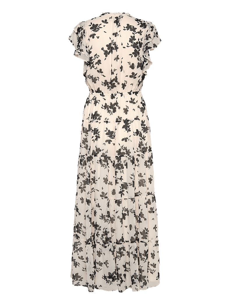 Lauren Ralph Lauren - Floral Georgette Tie-Neck Maxidress - maxiklänningar - cream/black - 1