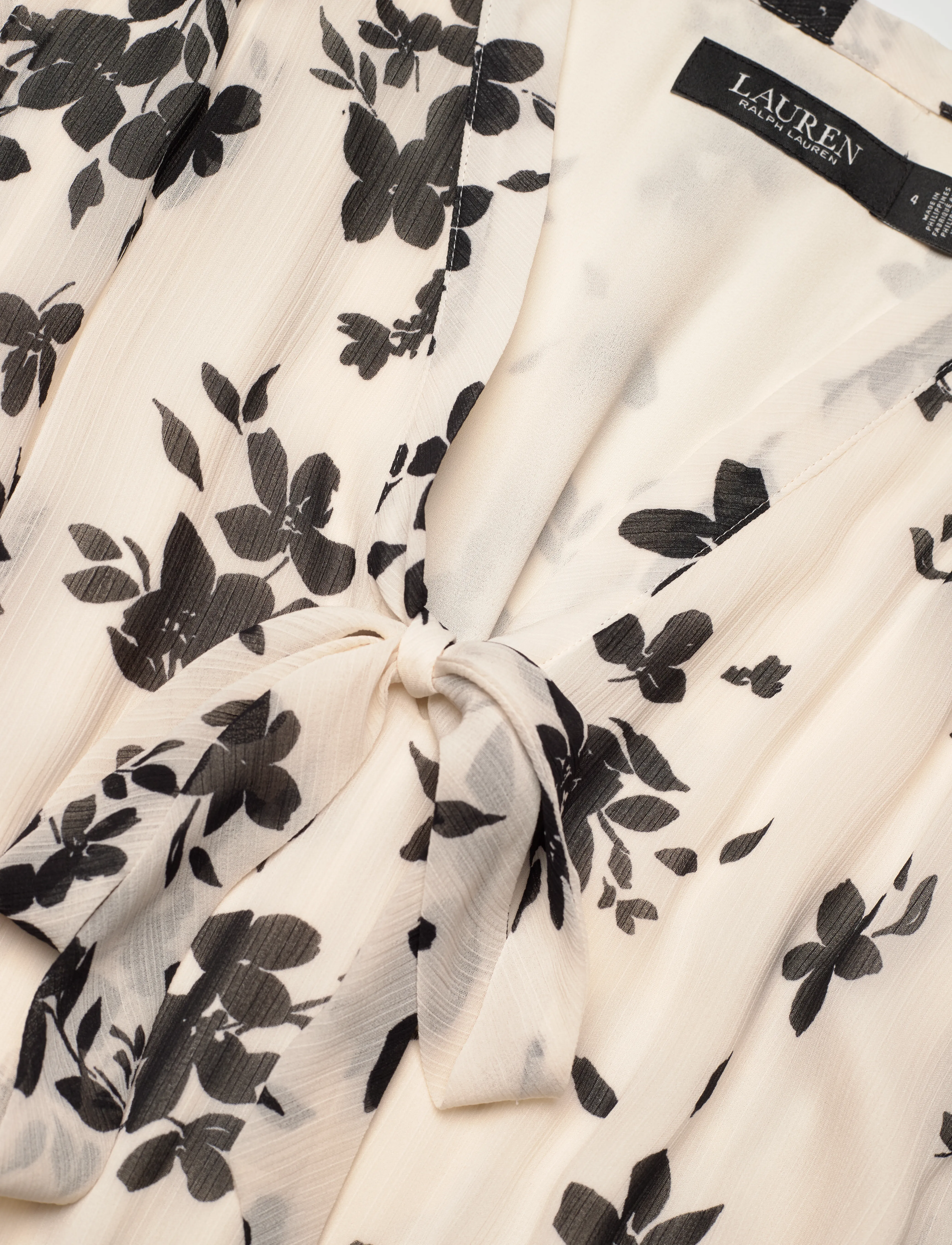 Lauren Ralph Lauren - Floral Georgette Tie-Neck Maxidress - cream/black - 2