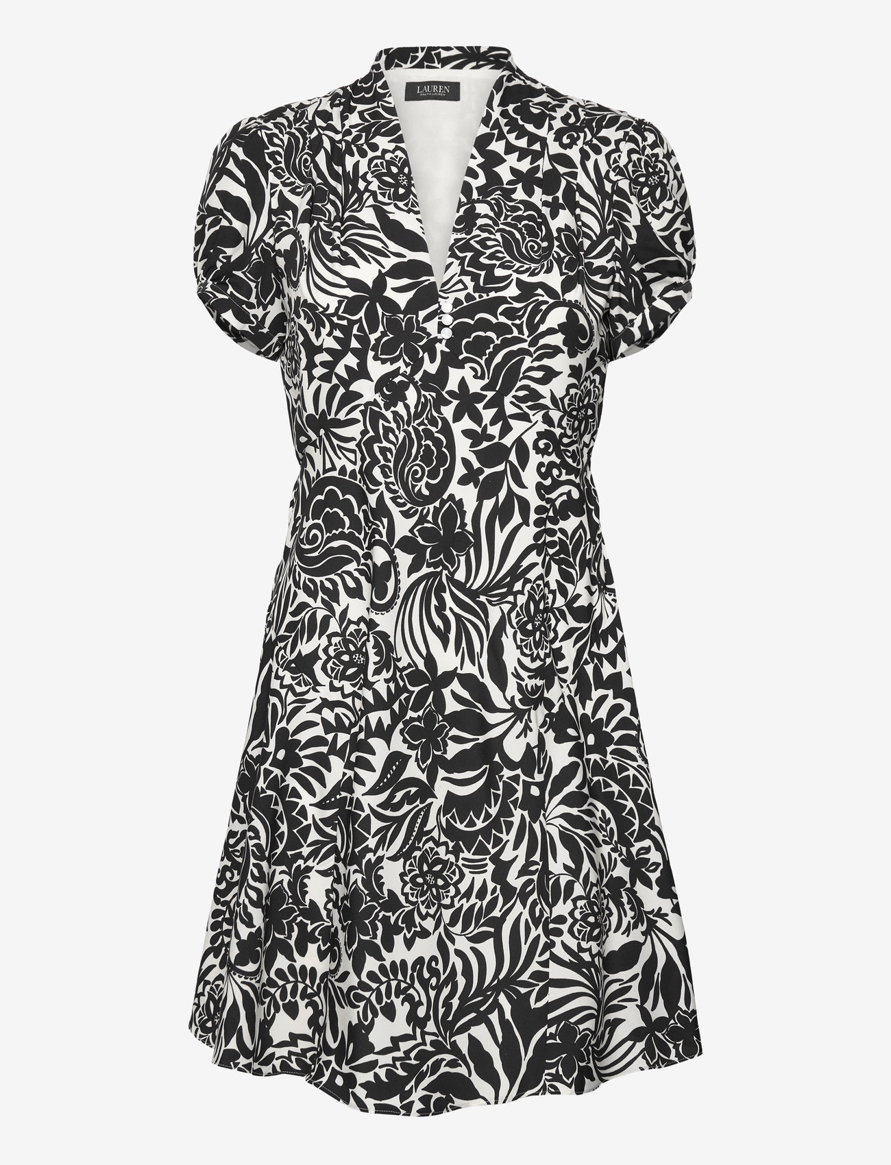 Lauren Ralph Lauren - Floral Crepe Short-Sleeve Dress - short dresses - cream/black - 0