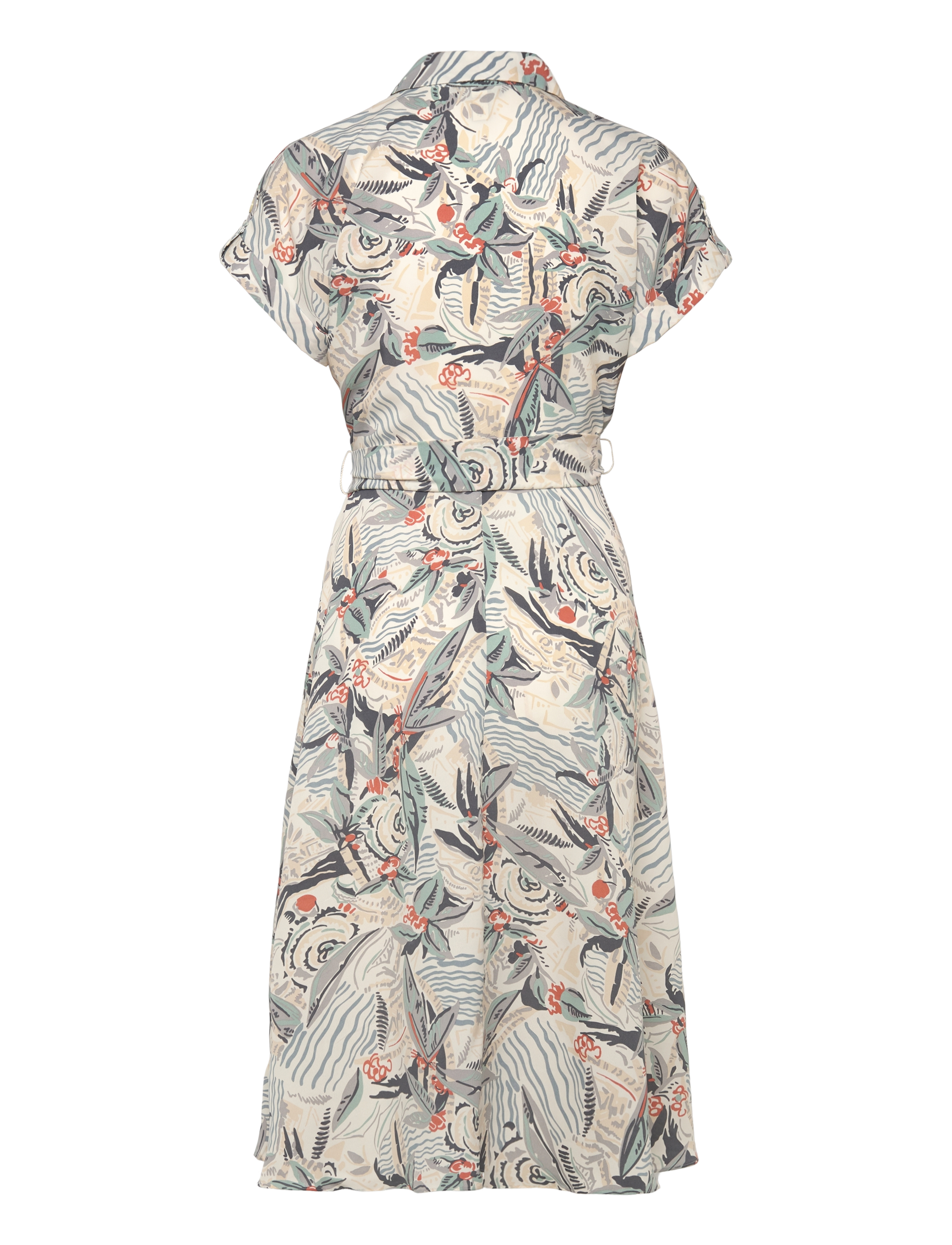 Lauren Ralph Lauren - Print Belted Crepe Camp Shirtdress - cream multi - 1